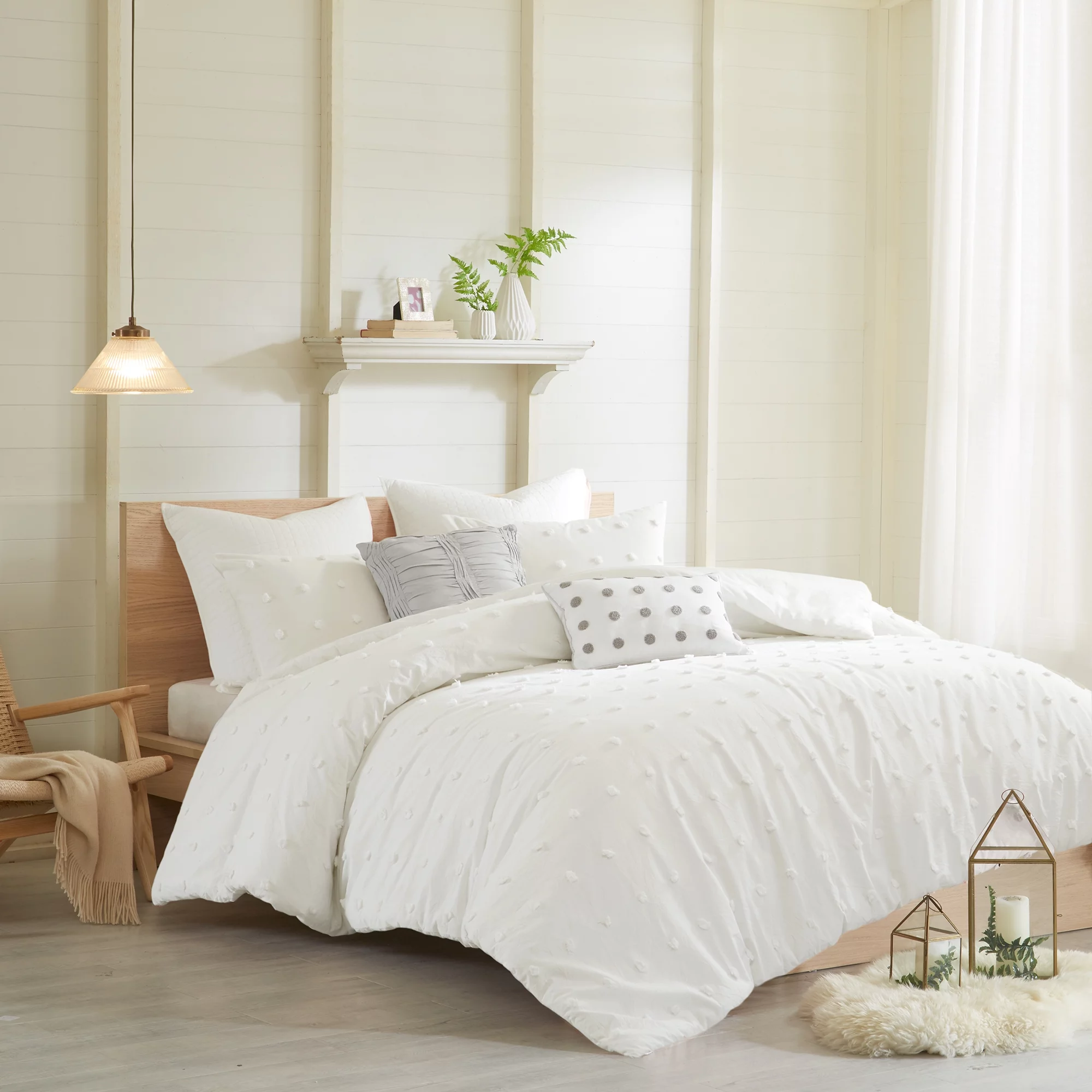Home Essence Apartment Kay Cotton Jacquard Duvet Cover Set, Ivory, Twin/Twin XL