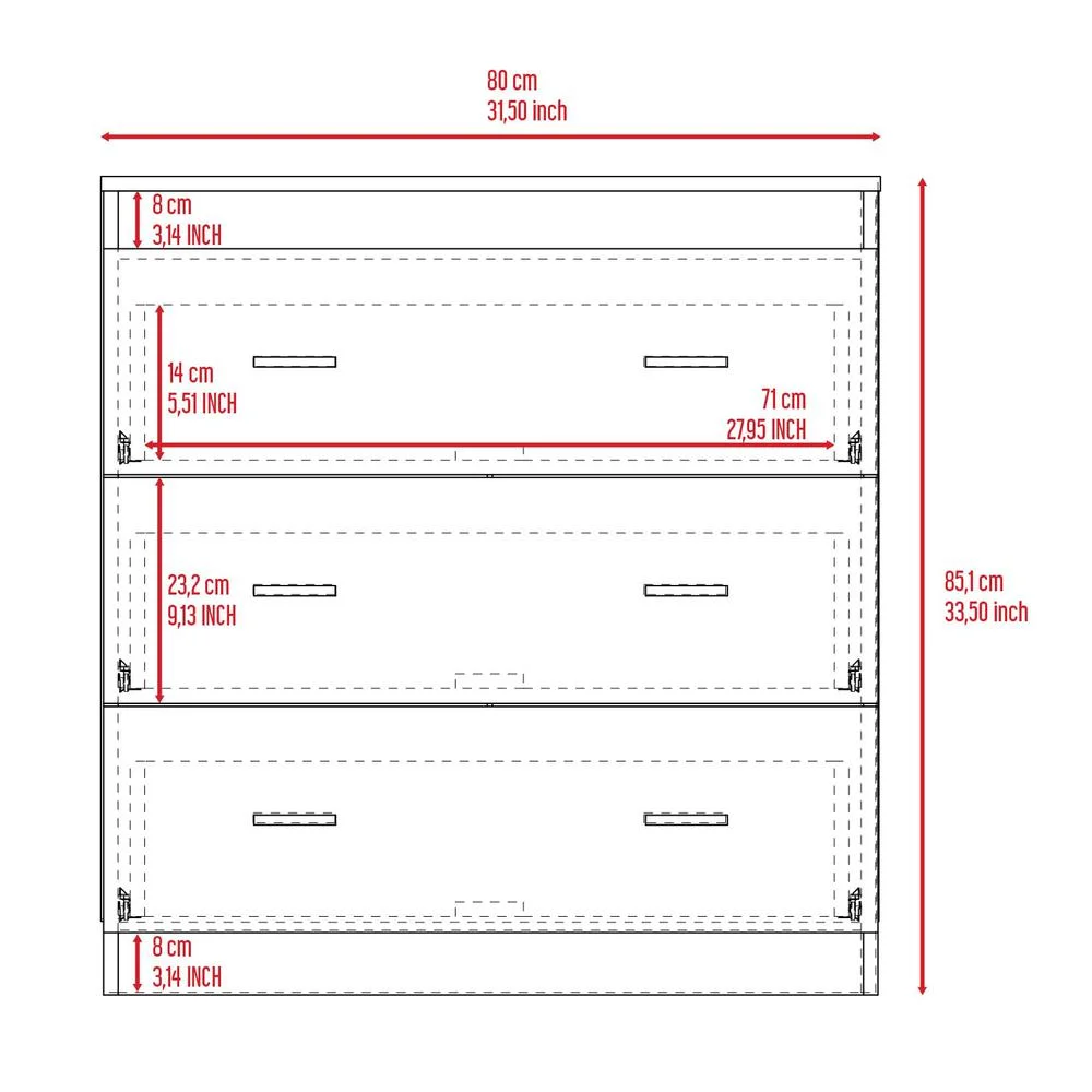 FM FURNITURE LLC Dove Three Drawers ,White