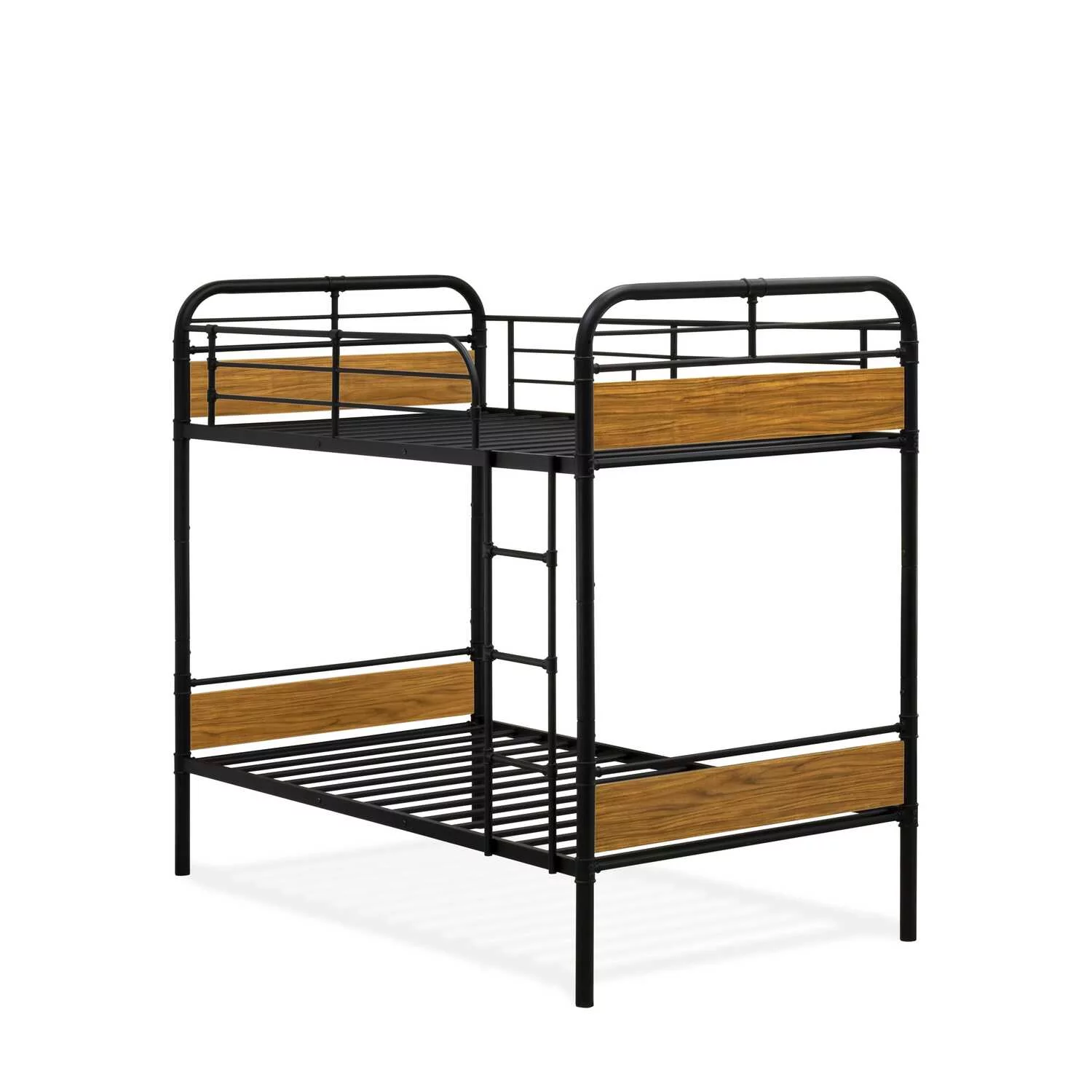 East West Furniture Hedley Traditional Wood and Metal Bunk Bed in Black