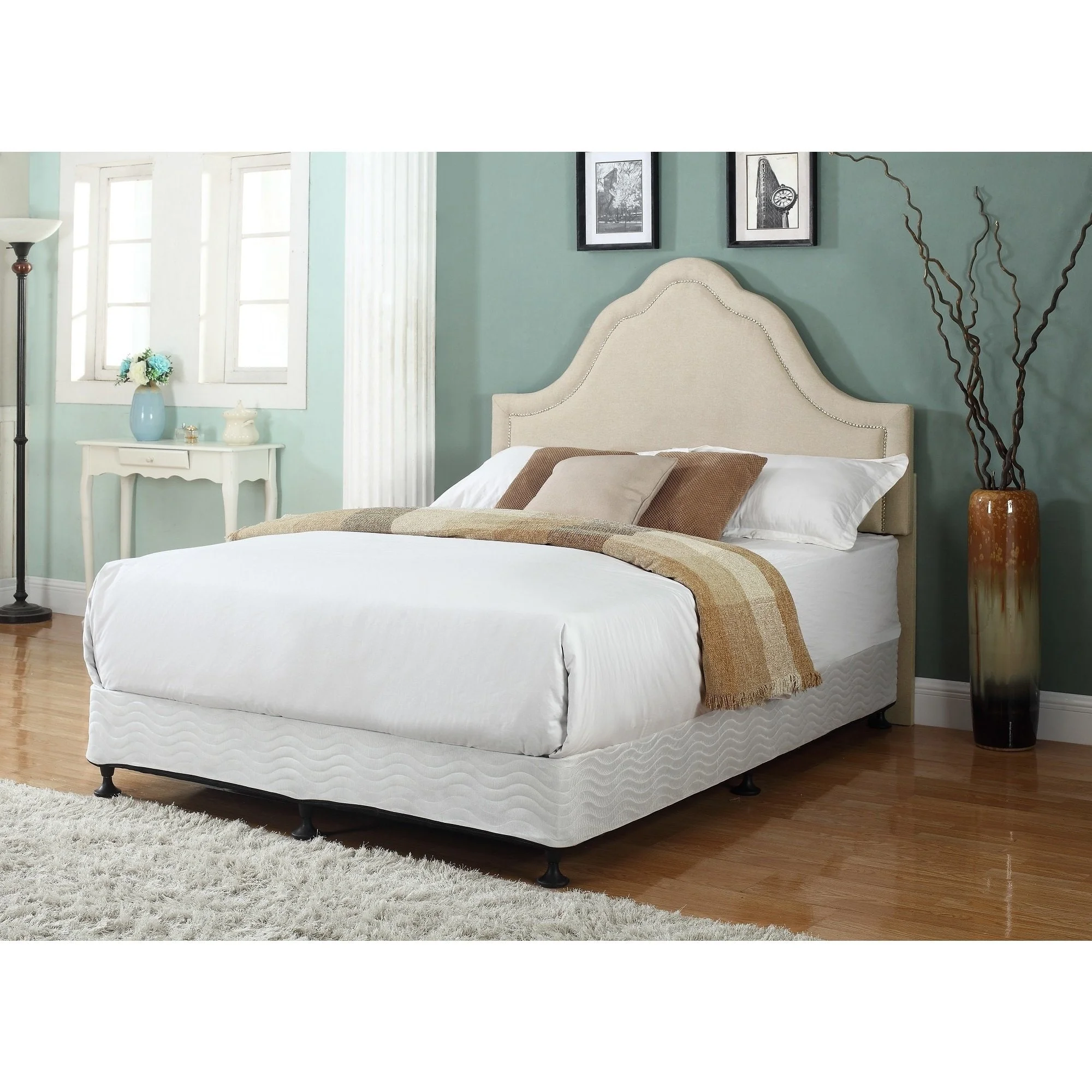 US Pride Furniture Ruth Nail Trim Upholstered Panel Headboard