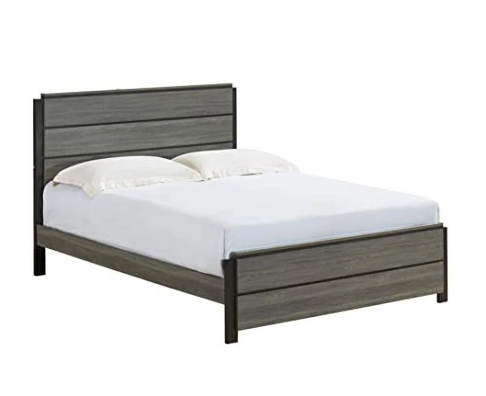 Kings Brand Furniture - 6-Piece Antique Grey Wood Queen Size Bedroom Set. Bed, Dresser, Mirror, Chest & 2 Night Stands