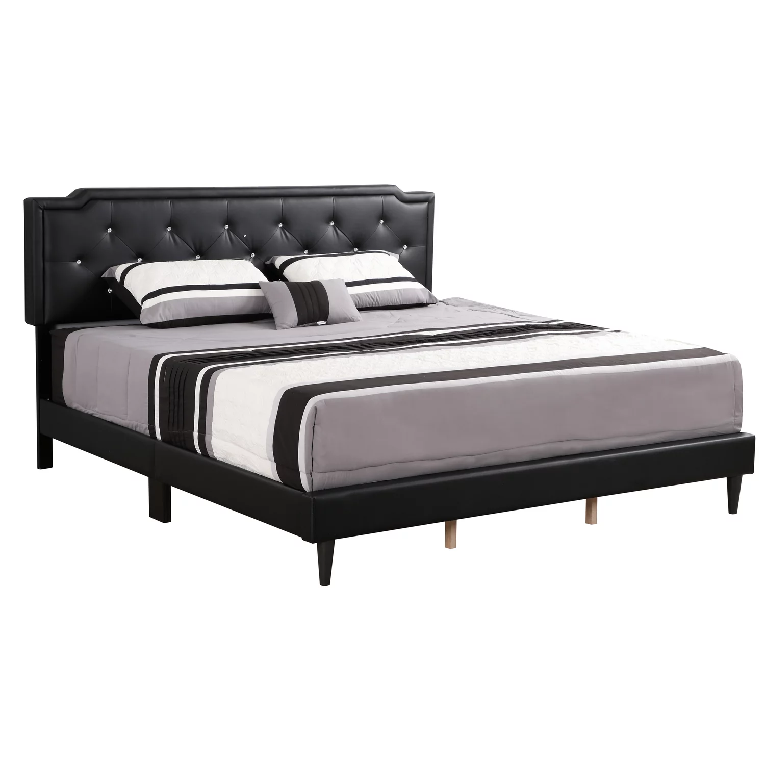 Glory Furniture Deb Velvet Upholstered King Bed in Black
