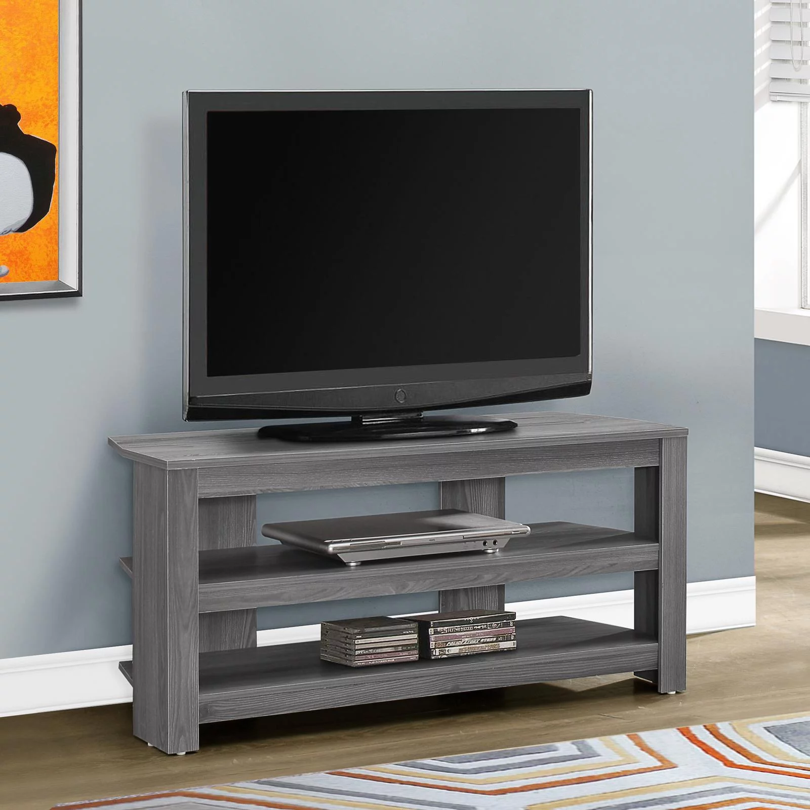 Monarch Specialties Tv Stand, 42 Inch, Console, Living Room, Bedroom, White Laminate