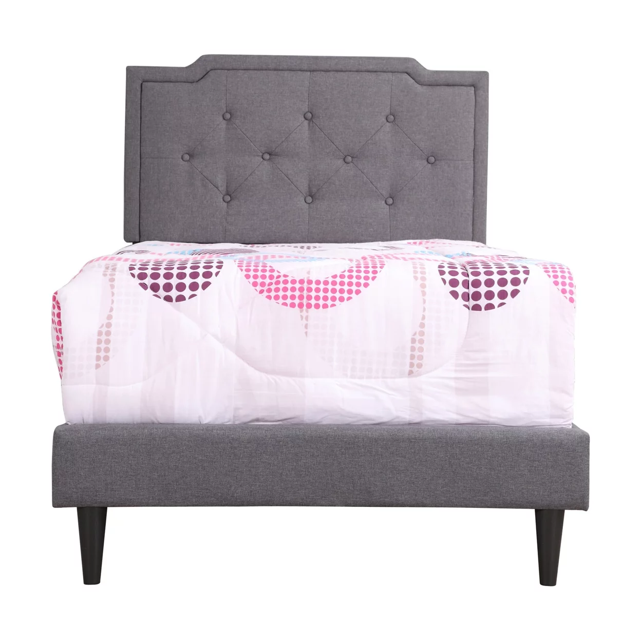 Home Bedroom Furniture Deb Jewel Gray Tufted Twin Panel Bed