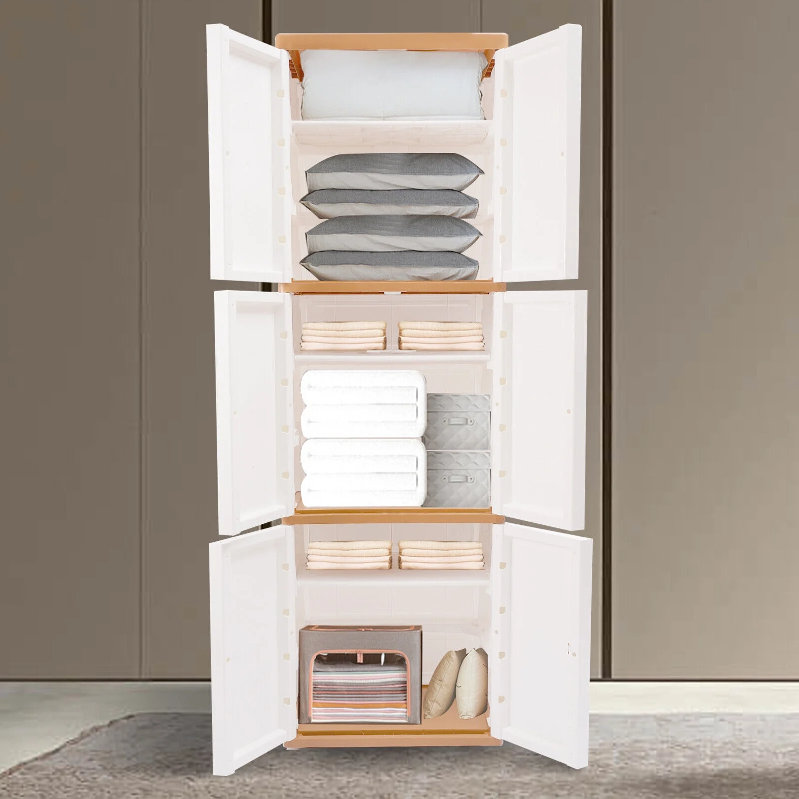 Fichiouy 6 Layers Rolling Storage Cabinet Vertical Dresser Pantry Cupboard Organizer with Shelves for Entryways Bedroom