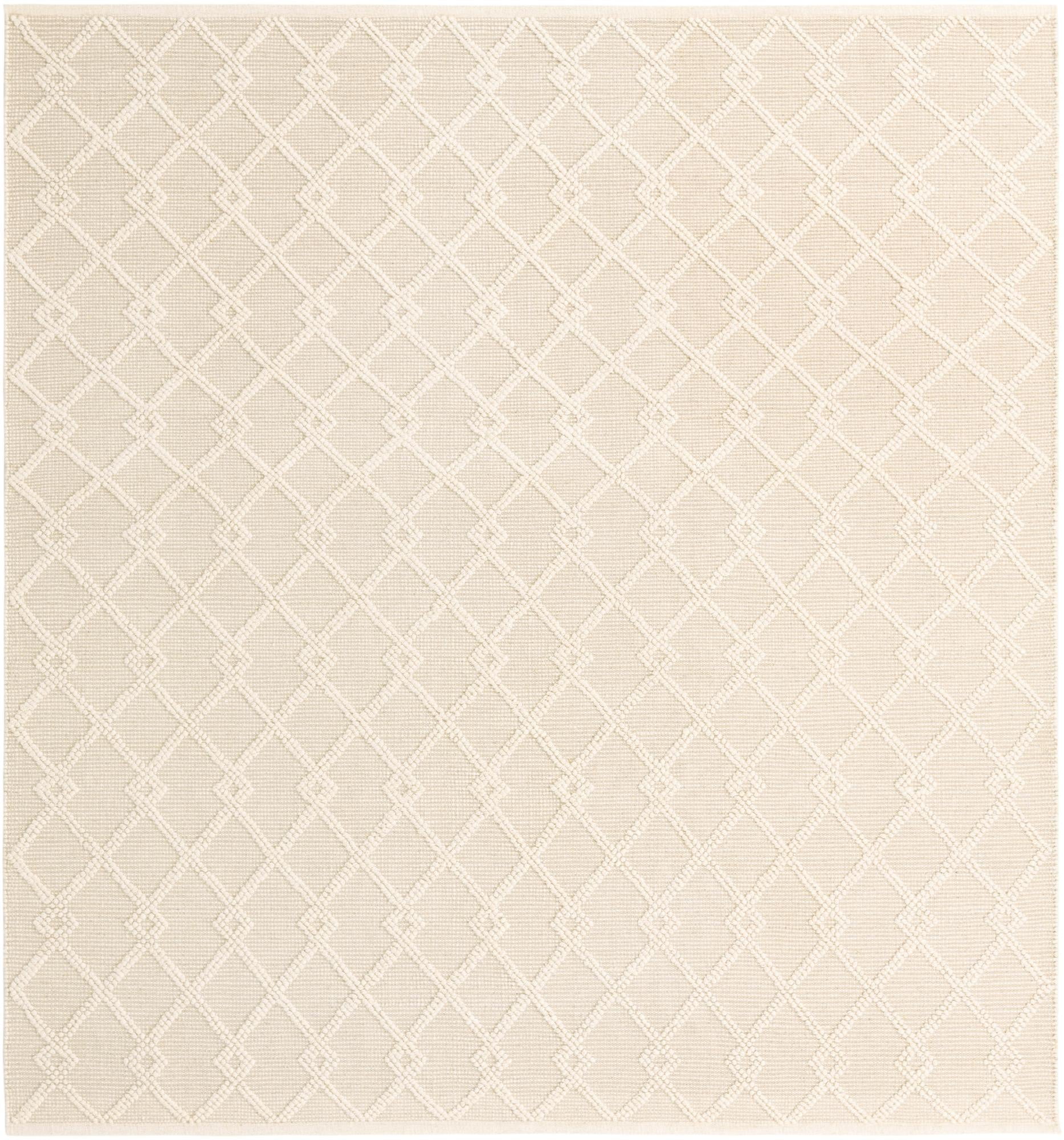 Jill Zarin Dorset English Manor Rug Vanilla Bean/Ivory 10' Square Hand Made Geometric Modern Flatweave Perfect For Dining Room Living Room Bed Room Kids Room