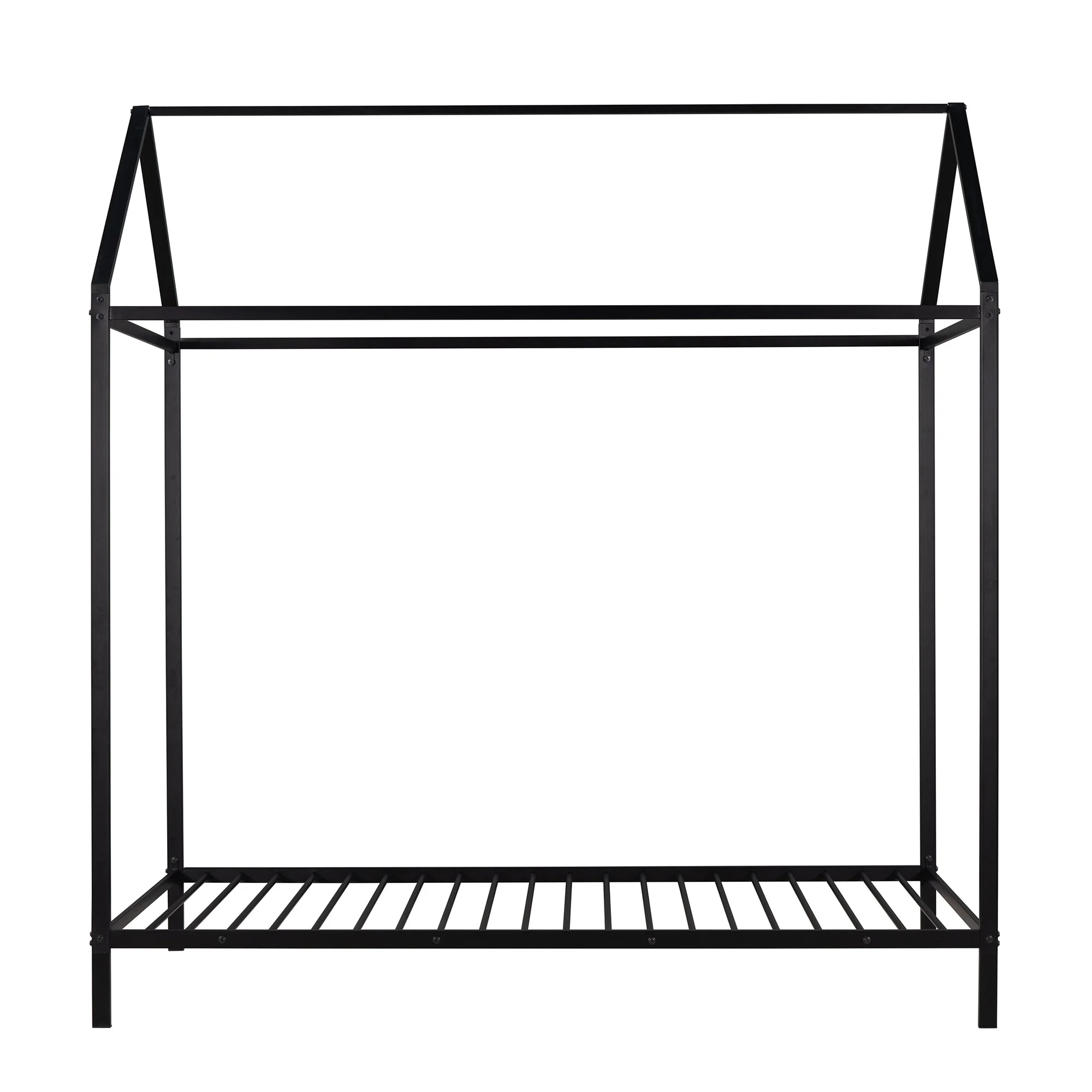 Nestfair Twin Size Metal Platform Bed House Bed Black