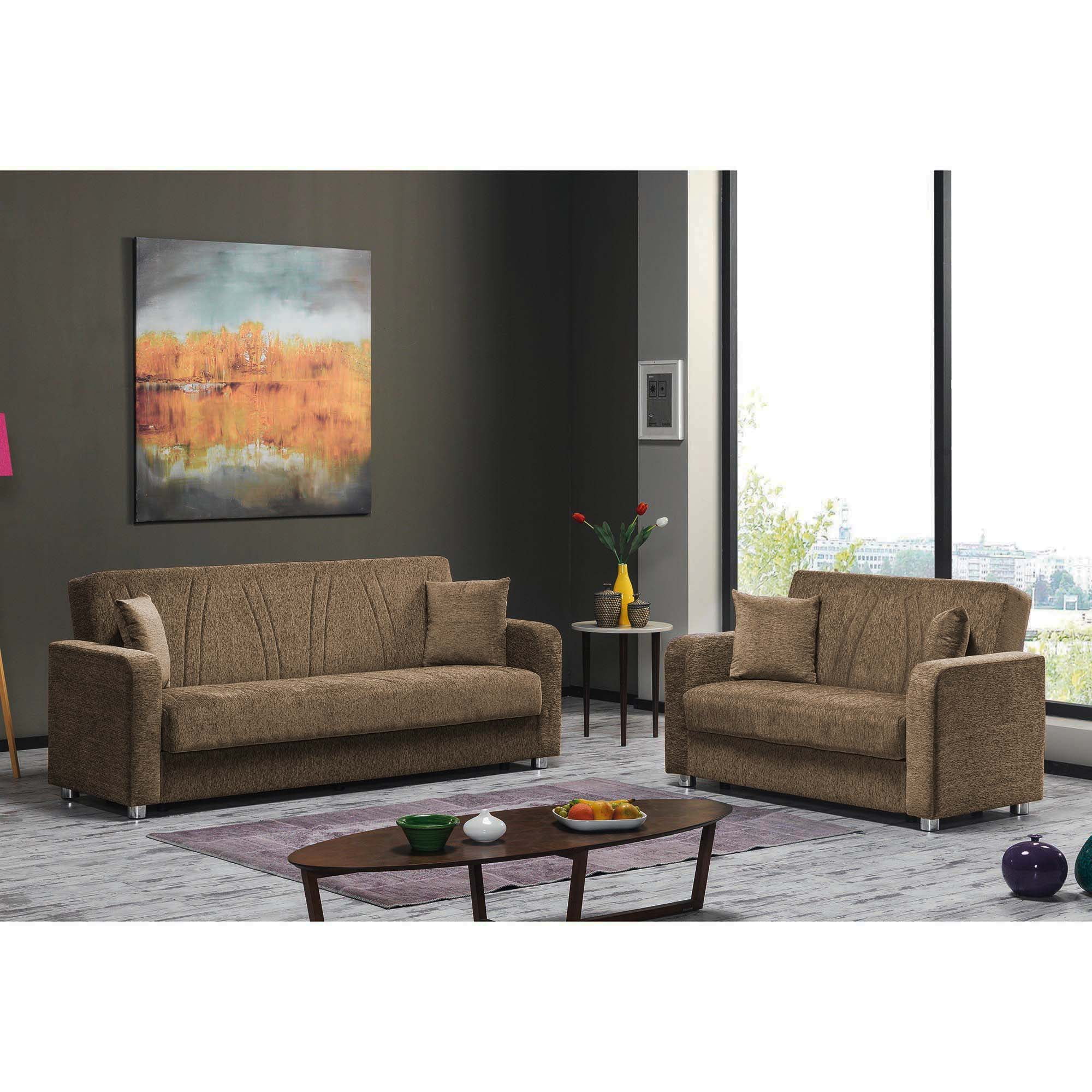 Ottomanson Magnificence Sleeper Loveseat, Beige Chenille
