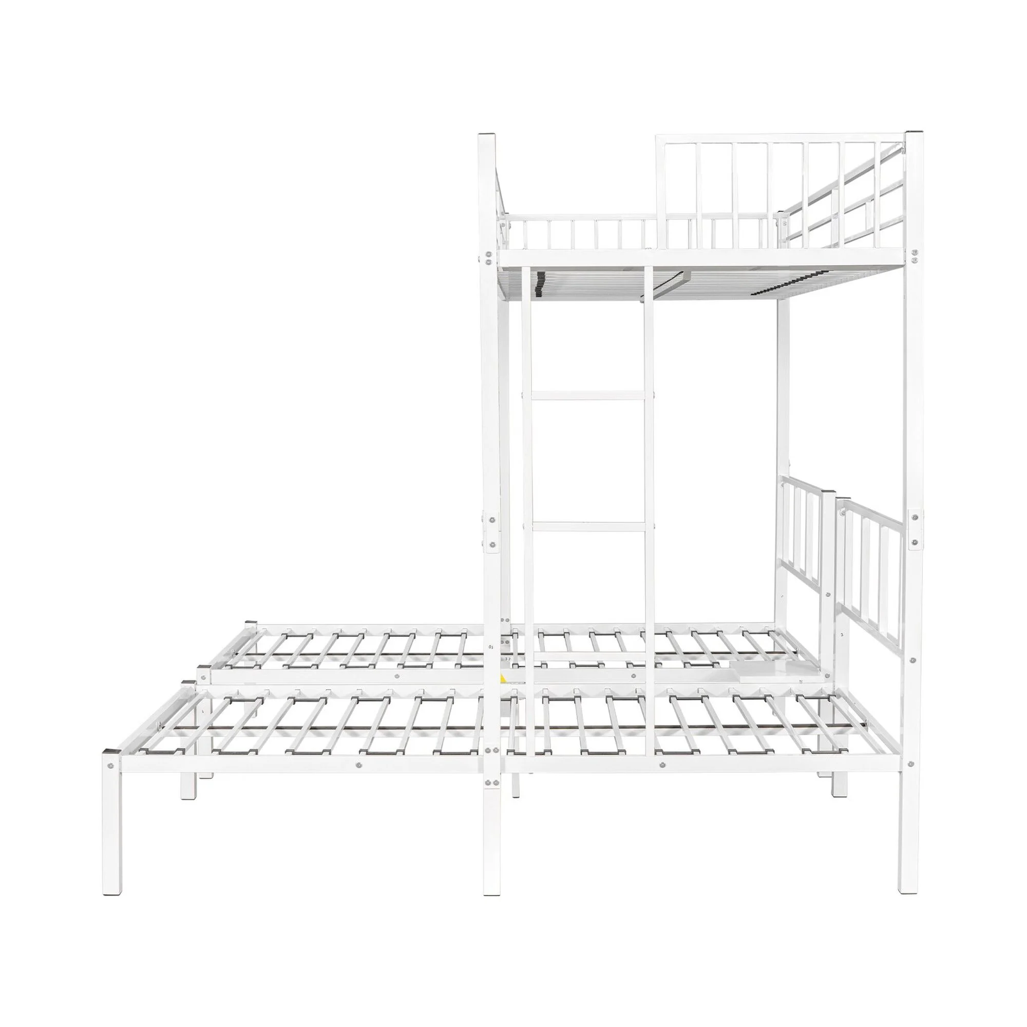 Steel Triple Twin Bunk Bed, Separable Design, Full-Length Guard Rails