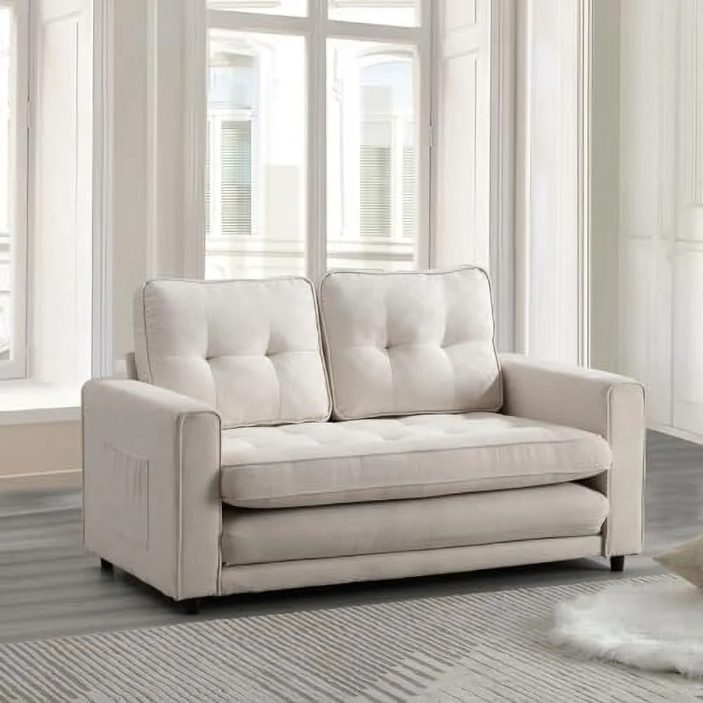 GEROBOOM Loveseat Sleeper  83\u201DL Convertible Sofa Bed Couch for Living Room  Folding Futon Couches for Small Spaces Apartment  Foldable Floor Gaming Sofa Couch with Legs  Back Cushion