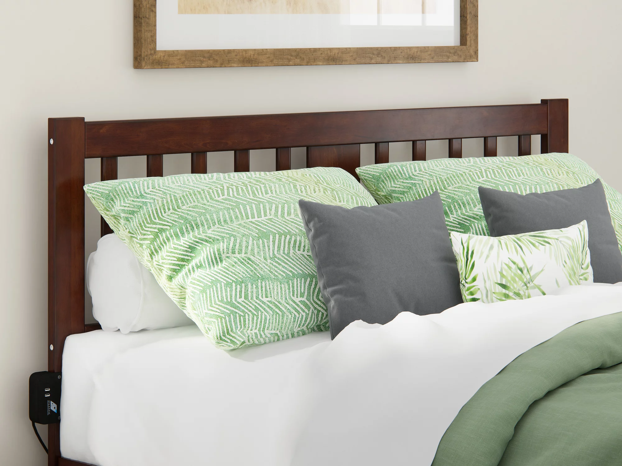 Tahoe Classic Wood Eco-Friendly Metal Headboard, Queen, Walnut