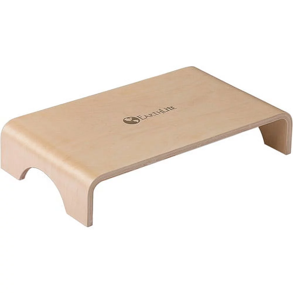 EARTHLITE Wooden Step Stool - 4'' High, Large Surface, Strong & Stable Bed Step, Foot Stool, Massage Step-Up