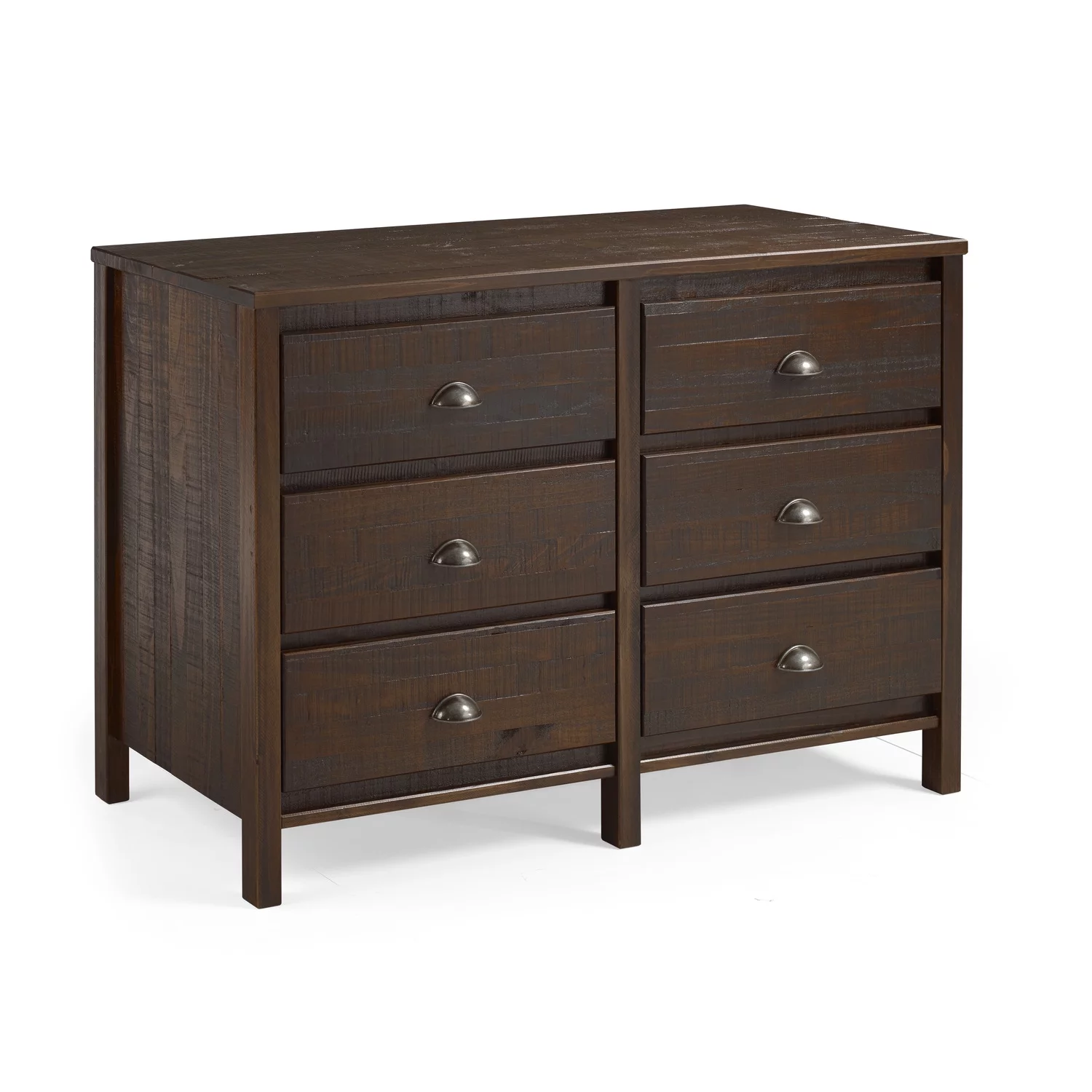 Camaflexi Baja Solid Wood 6-Drawer Bedroom Dresser in Walnut