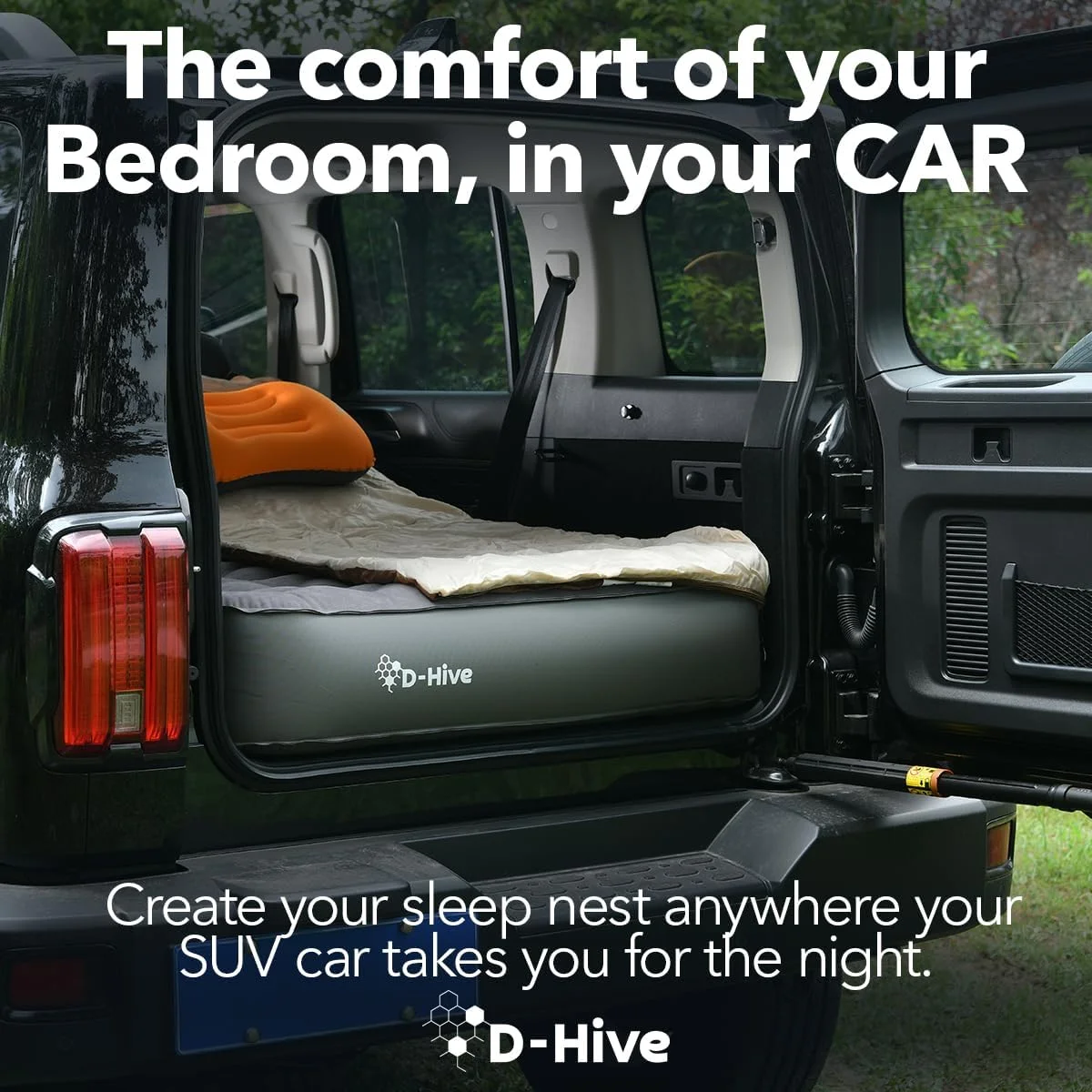 LIHONG SUV Air Mattress, Ultra-Thick Material Extra-High Car Air Mattress, SUV Mattress for Toyota 4runner, Jeep Wrangler Air Mattress, Car Mattress w/Built-in Pump Inflatable Car Air Mattress Grey