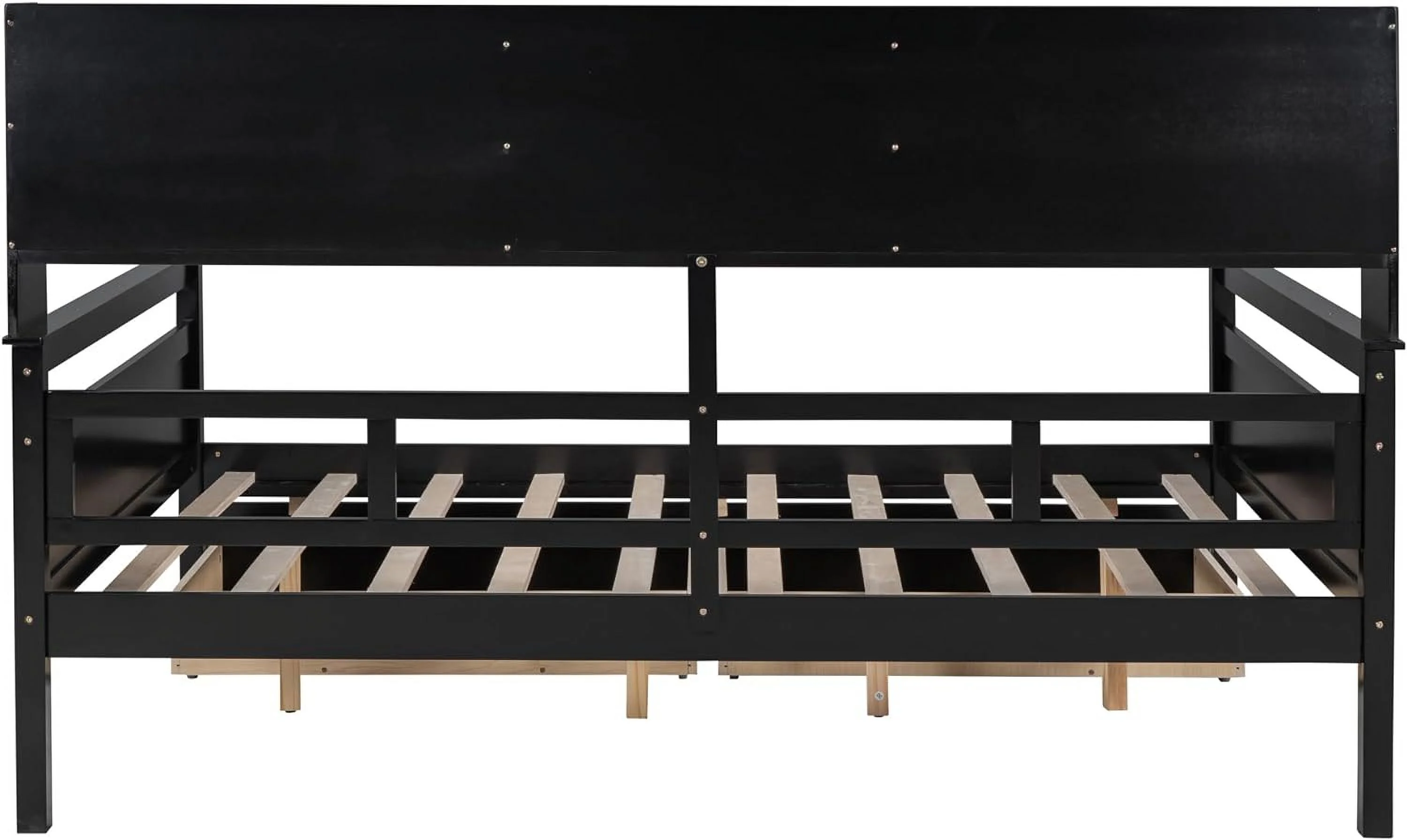 Full Size Bed Frame, Full Size Bed Frame with Storage, Full Size Daybed with Bedside Shelves and 2 Drawers, Bed Frame Full w / Wood Slat Support & No Box Spring Needed & Easy Assembly