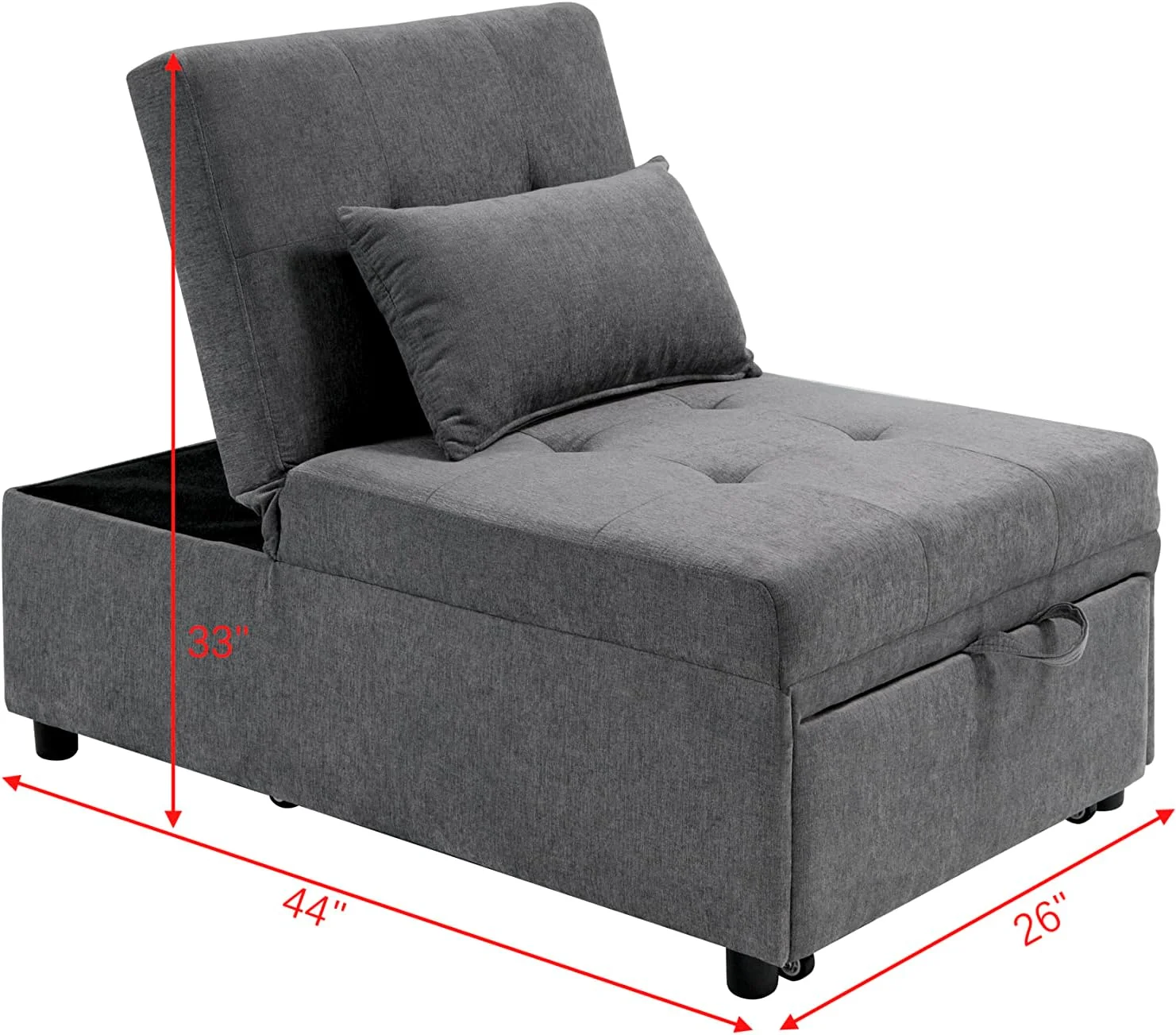 YGDU Folding Ottoman, Modern Sleeper Sofa Bed, 4-in-1 Function, Very Suitable for Ottoman, Chair, Sofa Bed, and Small Space Living as a Lounge Chair (Grey)
