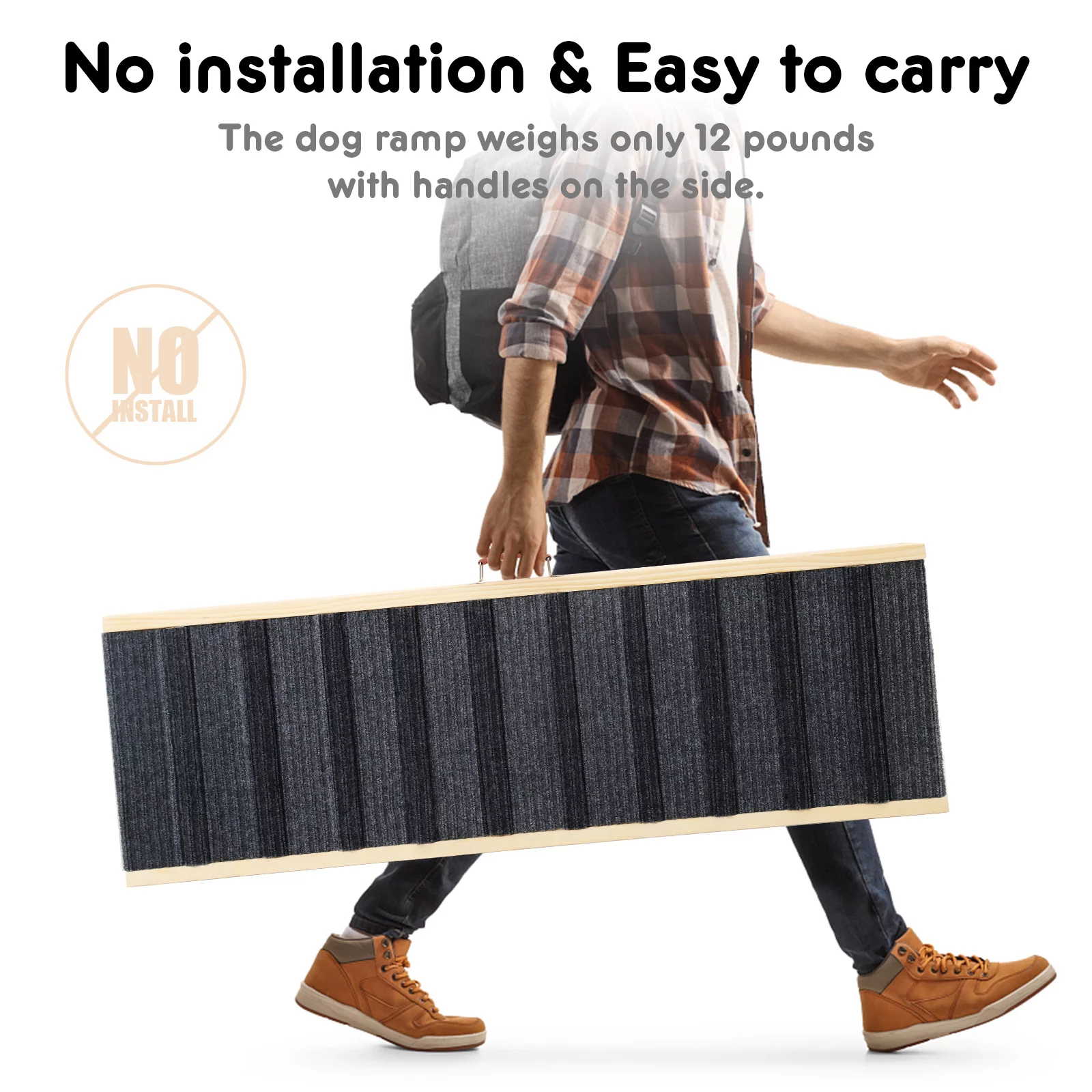 TOFUUMI Dog Ramp for Bed, Folding Pet Ramp, Dog Stairs, Cat Ramp, Portable Dog Steps Suitable for Elevated Surface Between 23