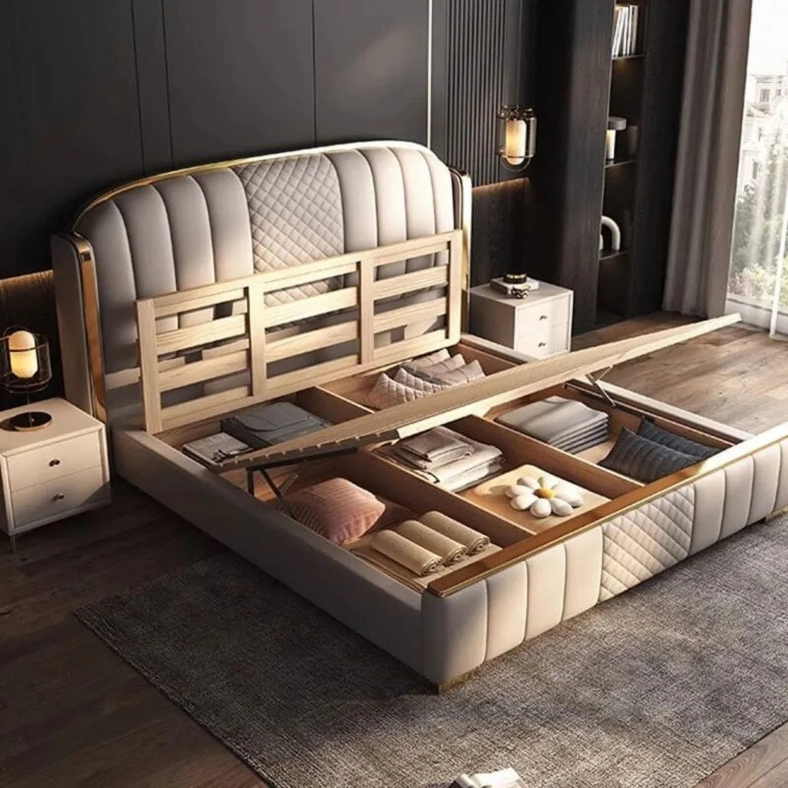Royal Luxury Double Bed Modern Home King Children Frame Double Bed Twin Living Room Letti Matrimoniali Furniture For Bedroom