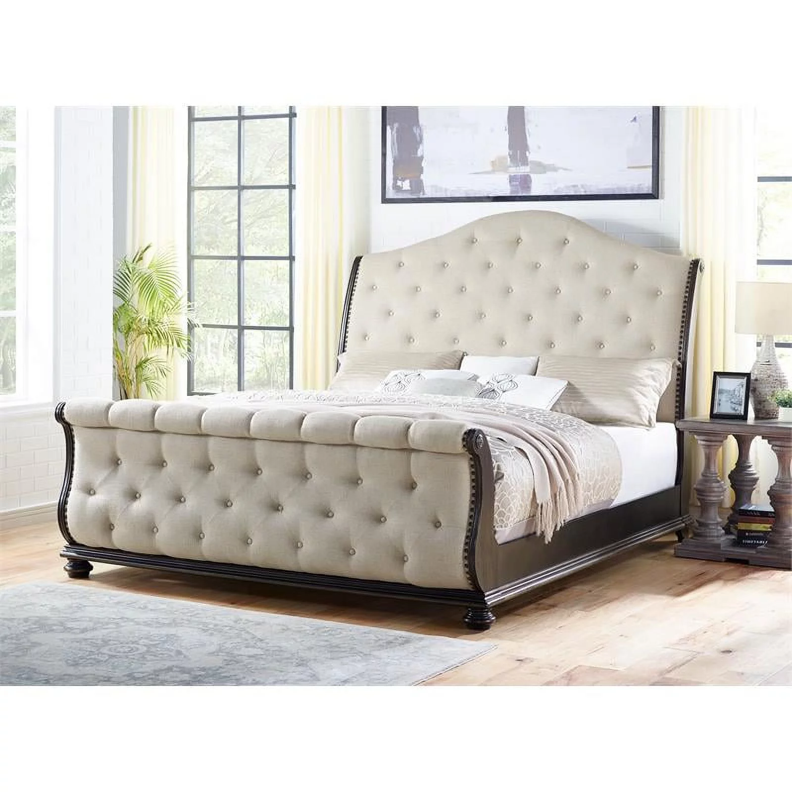 Bowery Hill Traditional Multi-step Molasses King Wood 6-Piece Sleigh Bedroom Set