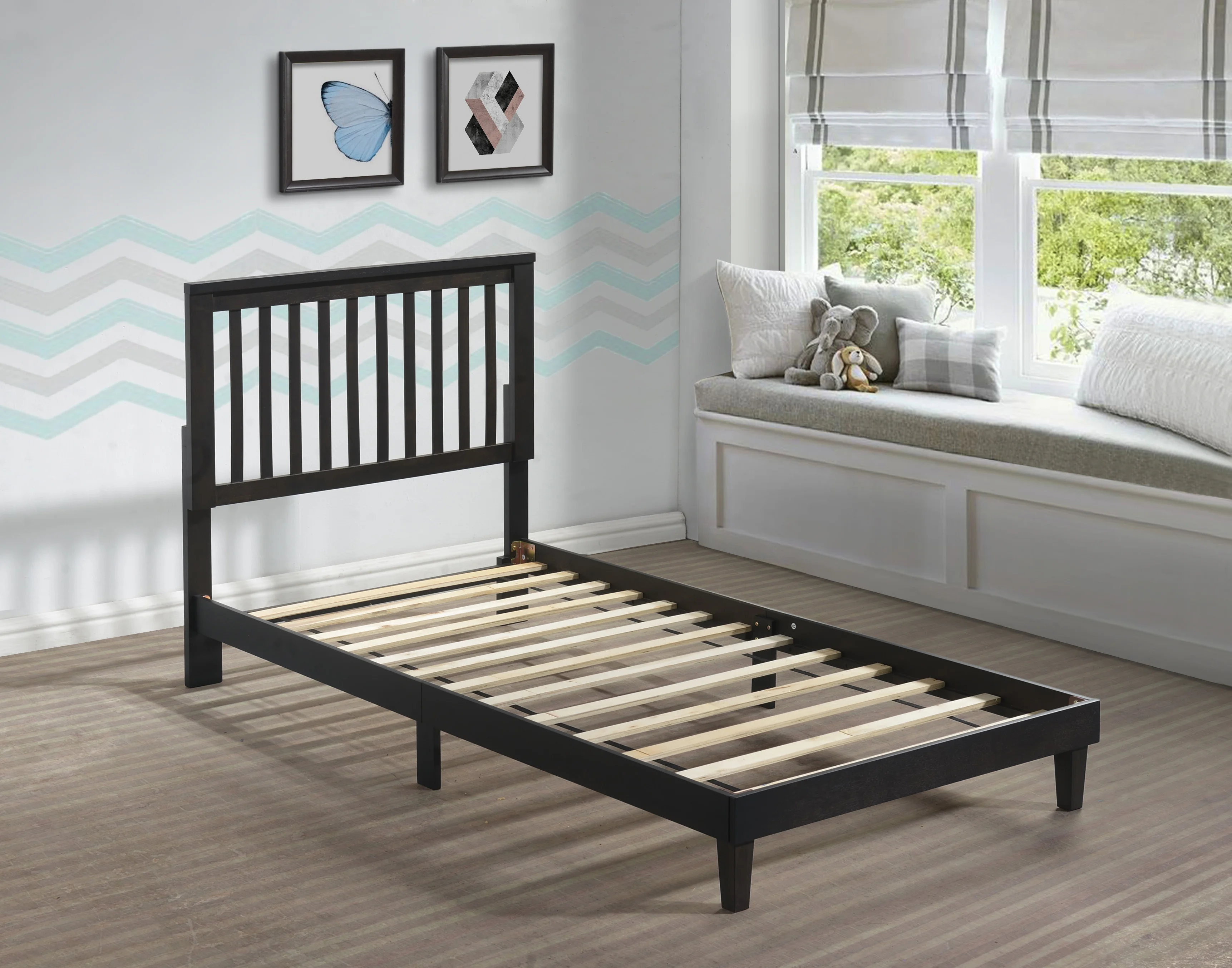 Cappuccino Twin XL Rubberwood & MDF Wooden Platform Bed (Fully Slated)
