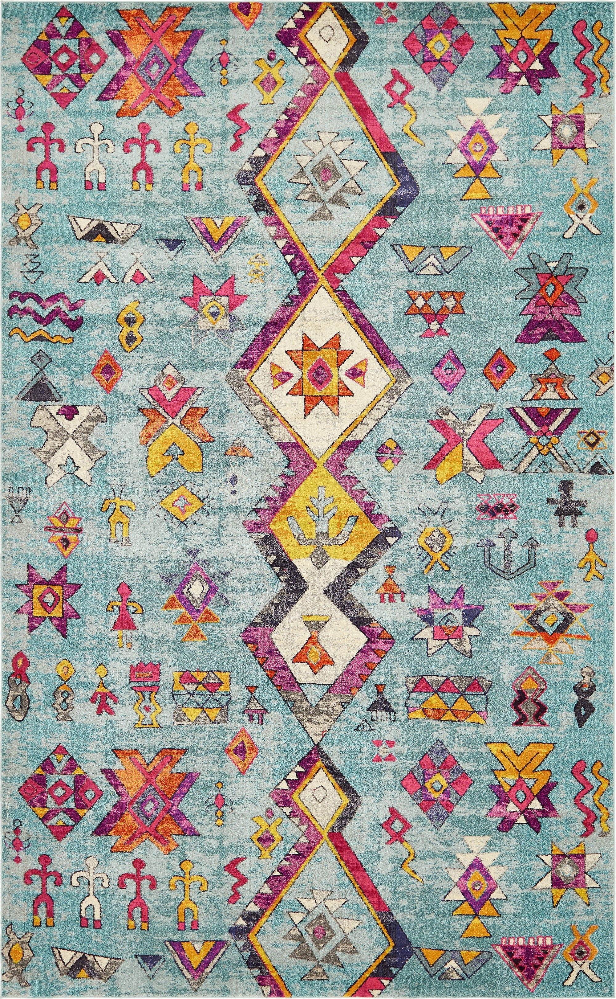Unique Loom Adobe Sedona Rug Turquoise/Black 10' 6