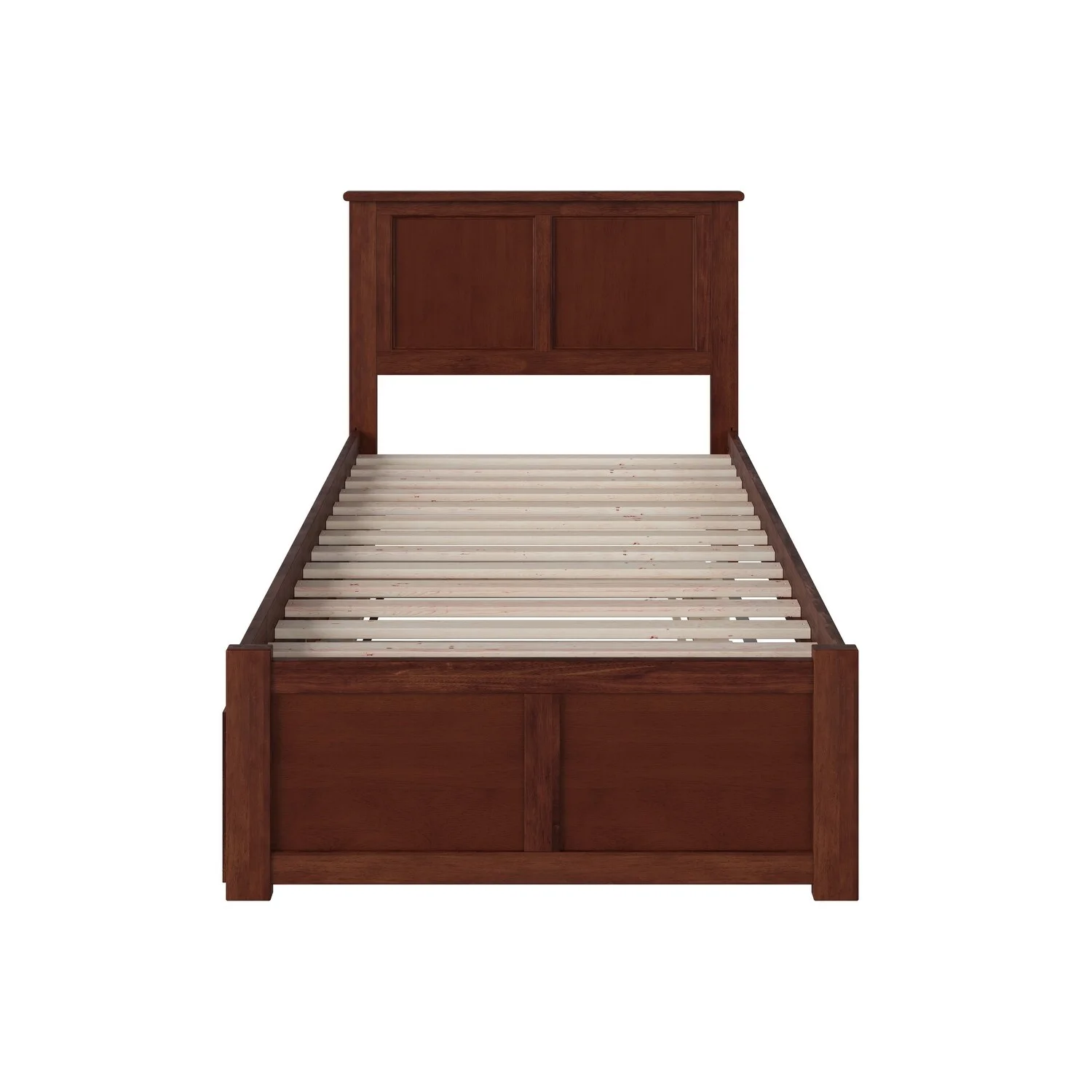 AFI Madison Twin Platform Bed with Footboard and Twin Trundle in Walnut