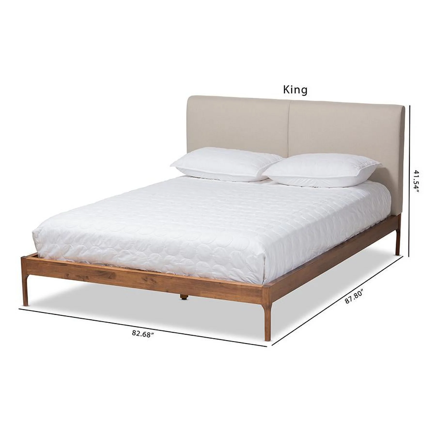 Baxton Studio Aveneil Modern Upholstered Queen Platform Bed in Beige