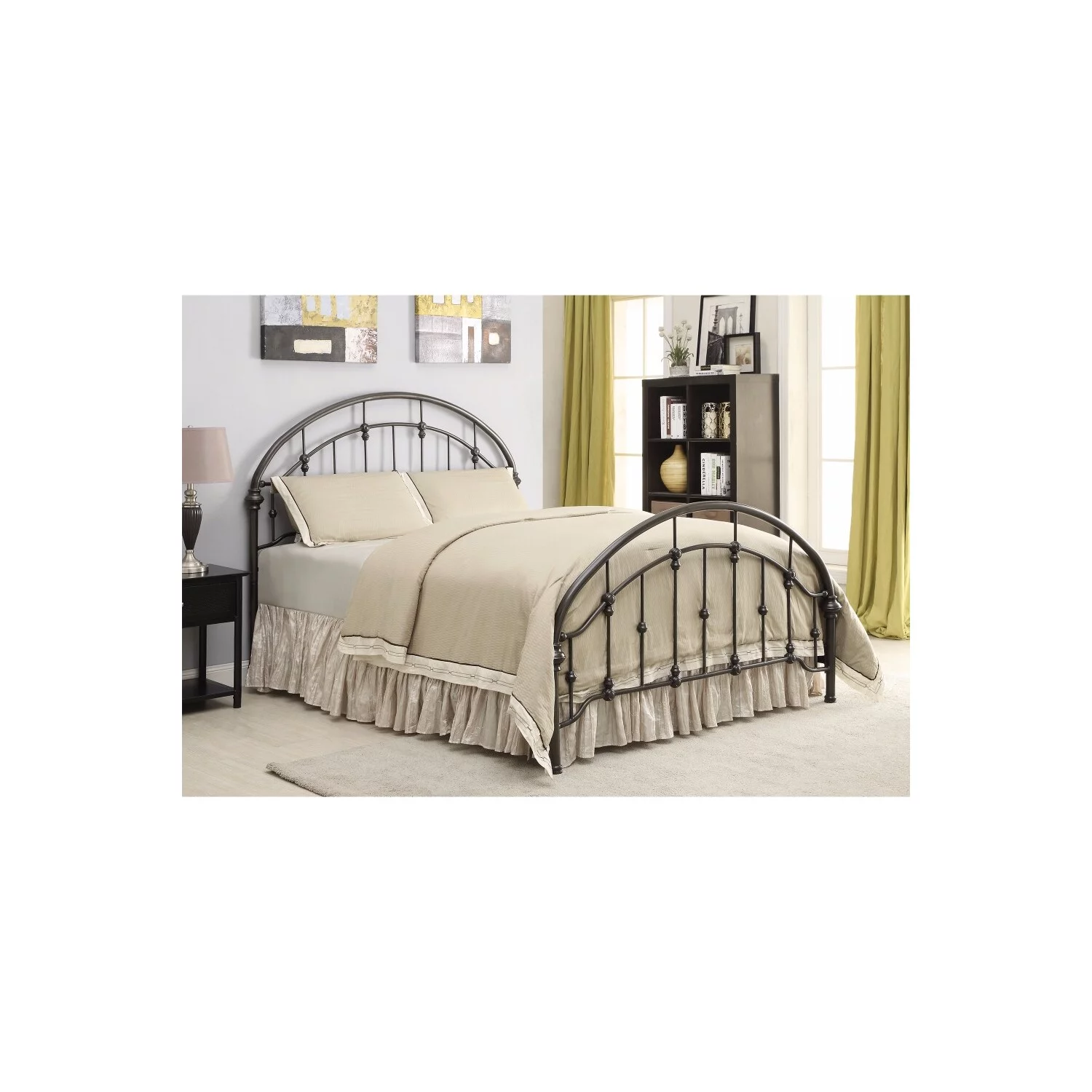 Benzara Fine Looking Metal Curved Queen Size Bed, Bronze - 55.25 x 85.75 x 64.5 in.