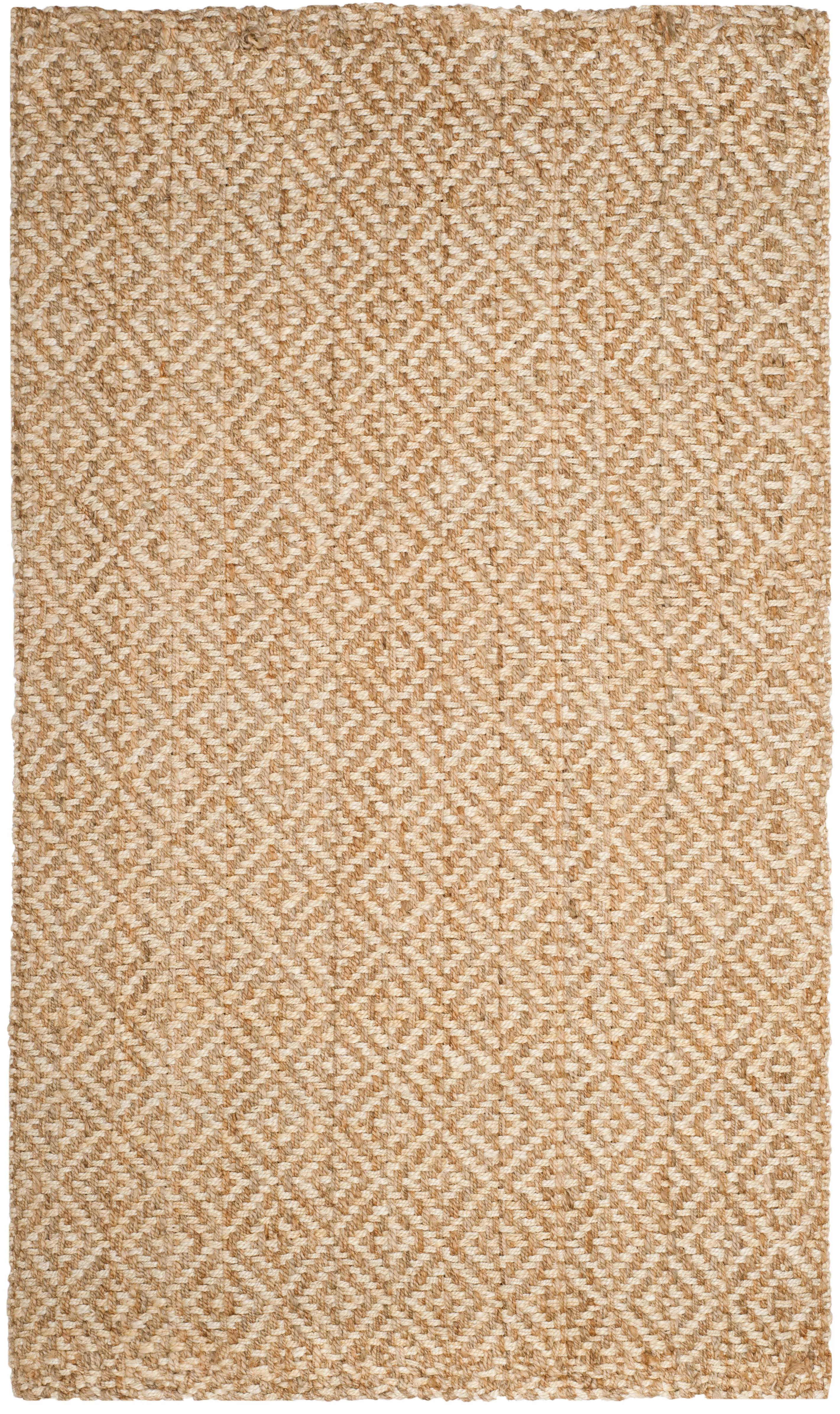 SAFAVIEH Natural Fiber Tashi Geometric Diamond Braided Jute Area Rug, Ivory/Natural, 5'x8'