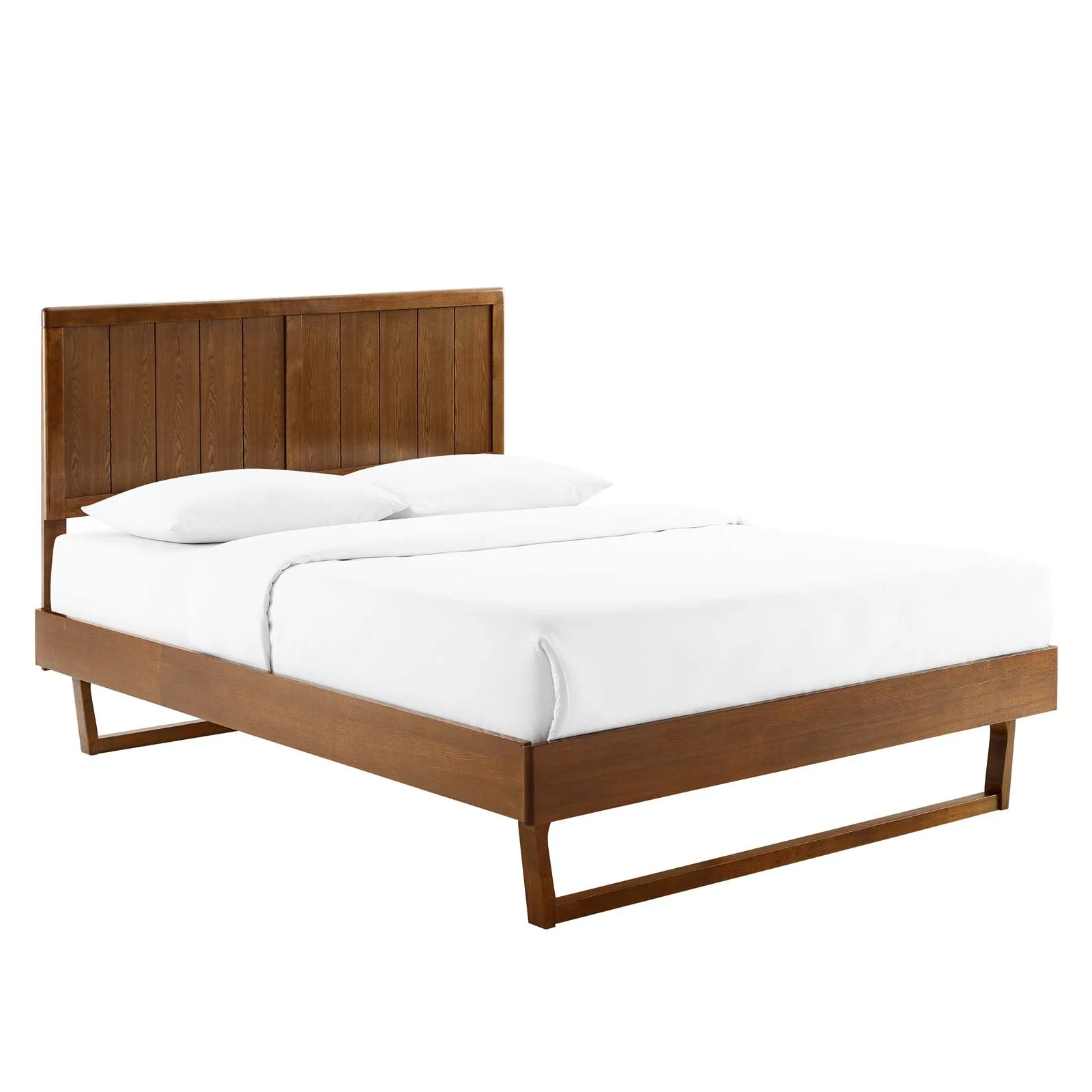 Modway Alana Queen Wood Platform Bed With Angular Frame in Walnut