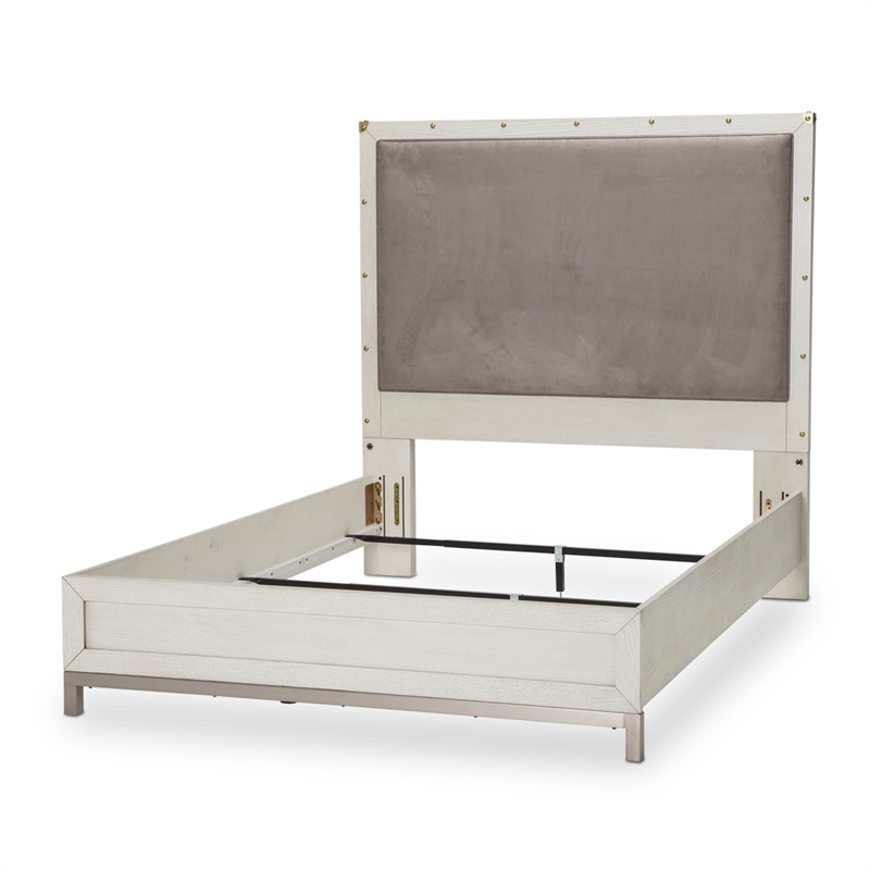 Michael Amini Menlo Station Queen Panel Bed in Ivory/Gray
