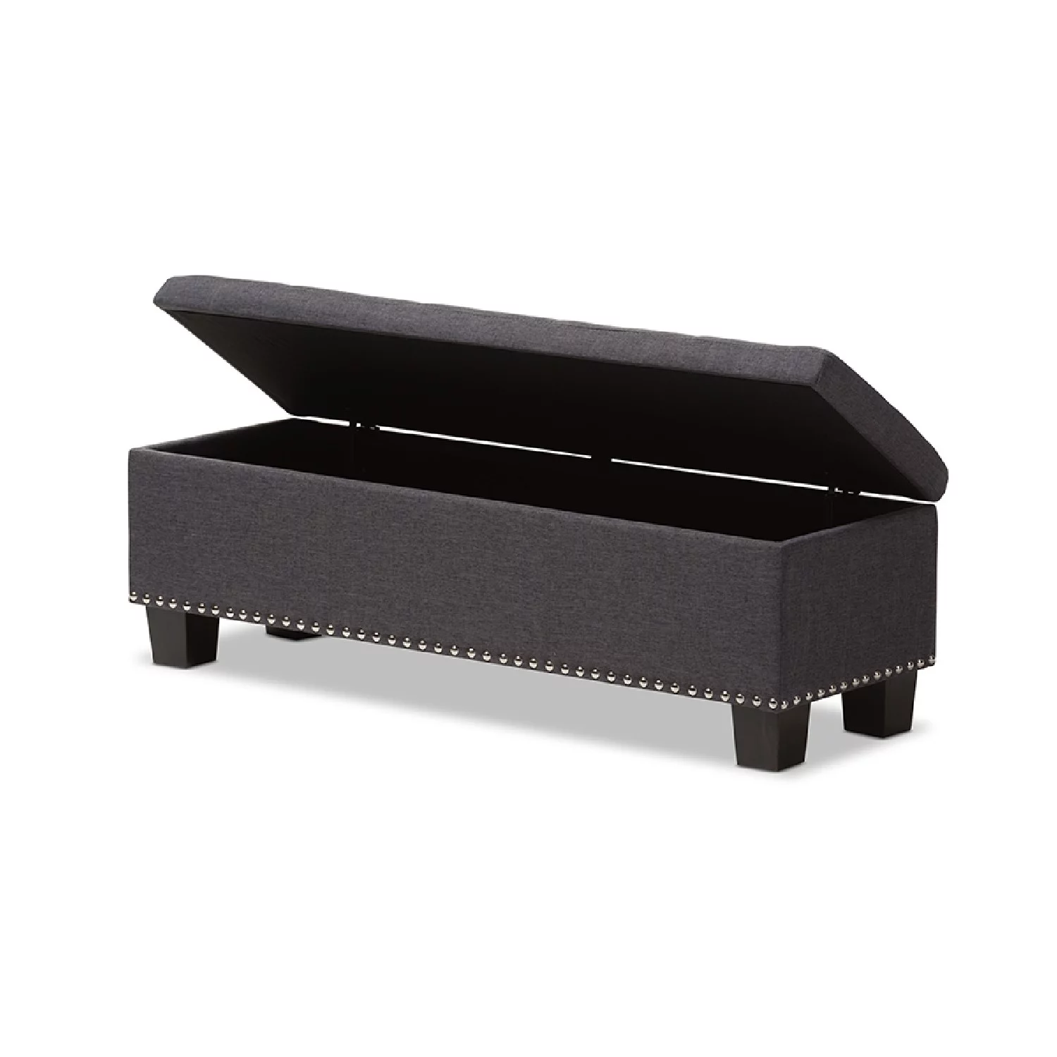 Baxton Studio Hannah Modern and Contemporary Dark Grey Fabric Upholstered Button-Tufting Storage Ottoman Bench