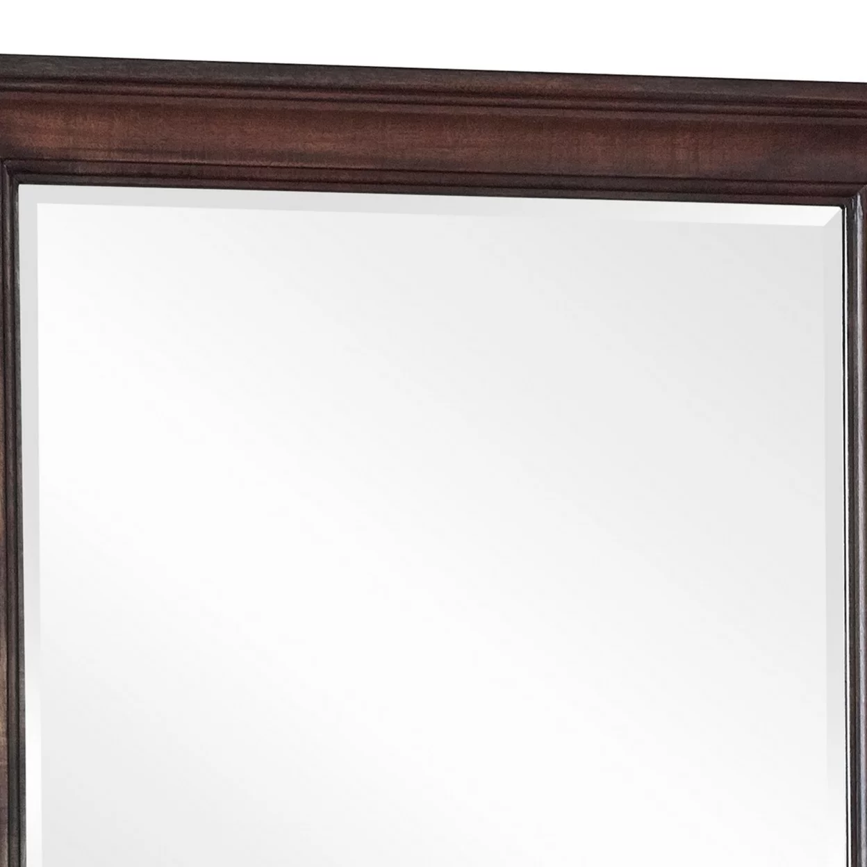 Oxy 38 Inch Classic Rectangular Portrait Mirror with Wood Frame, Brown- Saltoro Sherpi