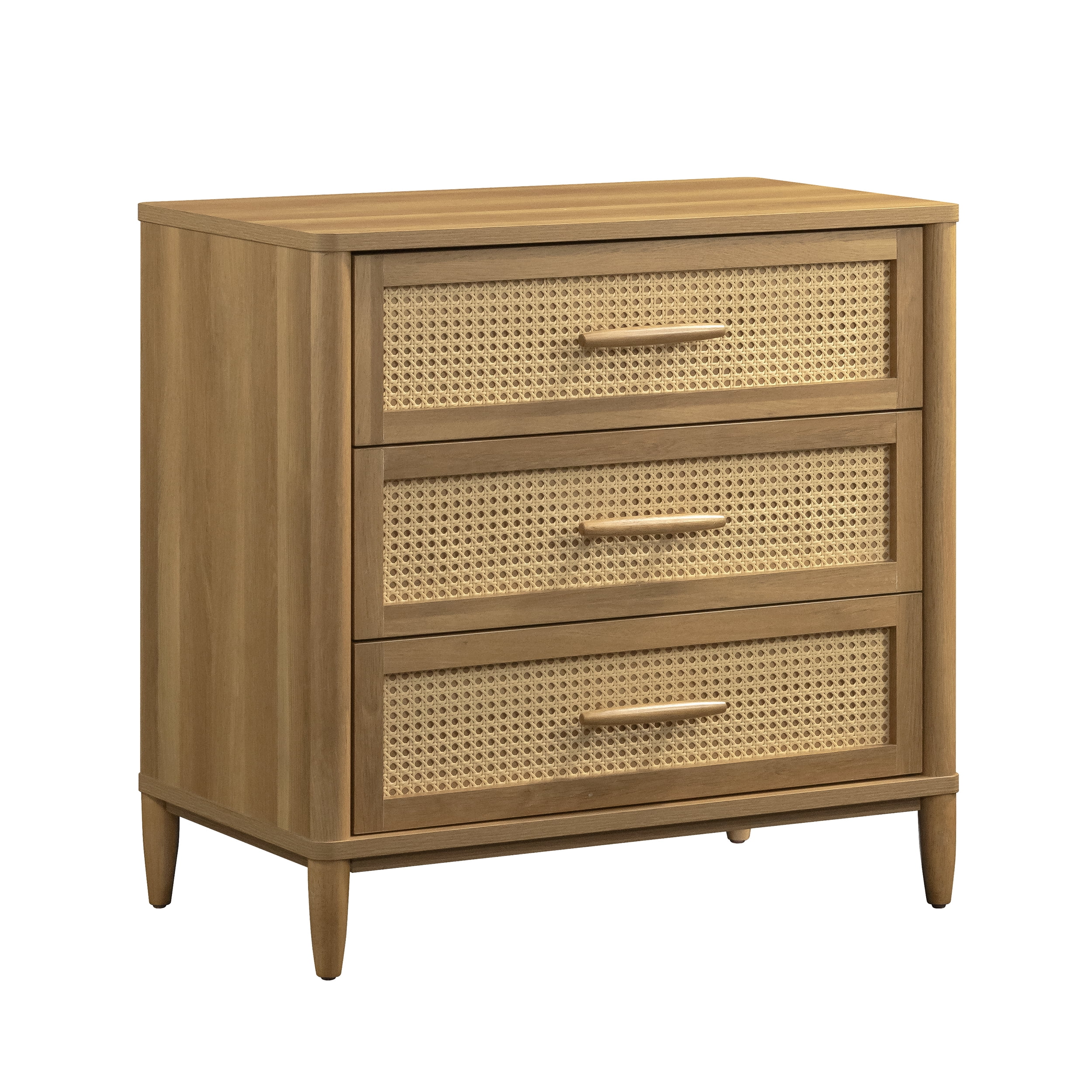 Better Homes & Gardens Springwood Caning 3-Drawer Nightstand, Light Honey finish