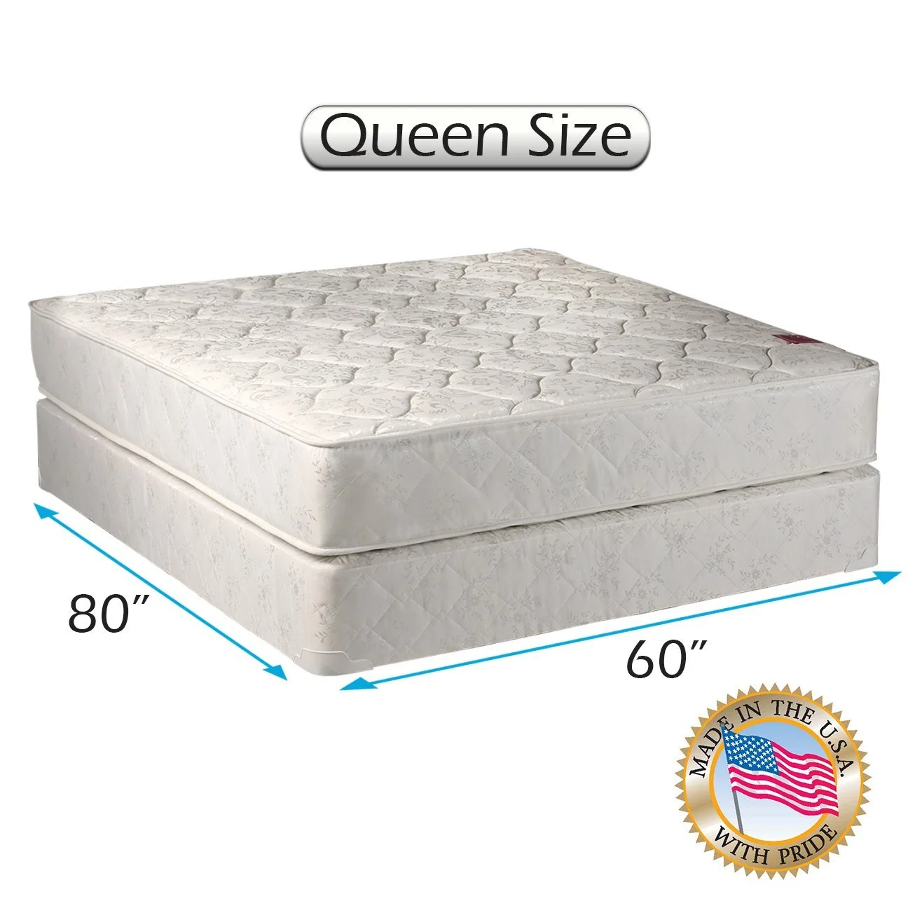 DS USA Legacy Gentle Firm Two-sided Mattress Set with Bed Frame - Spine Support, Good for your back, Superior Quality, Orthopedic Type, Long Lasting Comfort by Dream Solutions USA (Queen 60