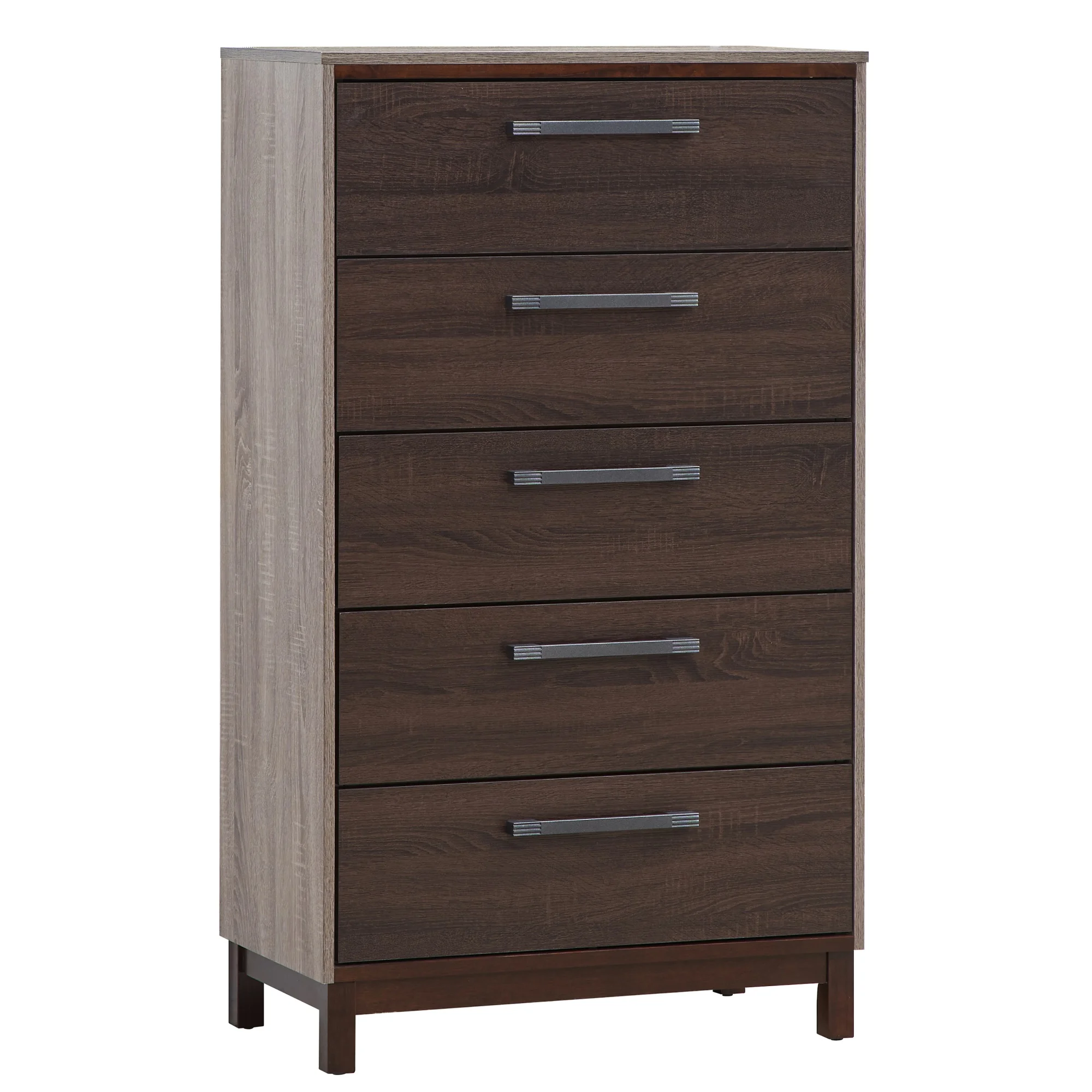 Passion Furniture  52.5 in. Magnolia 5 Drawer Chest of Drawers, Brown - 52.5 x 15.5 x 30.2 in.