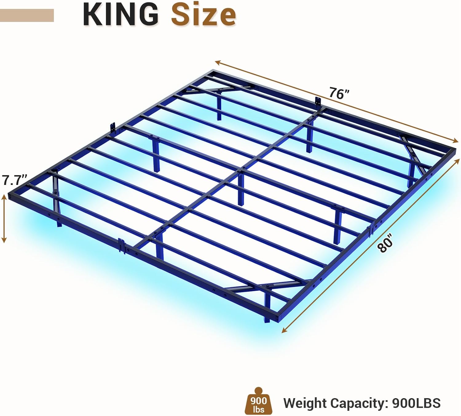 Floating Bed Frame Queen Size with LED Lights, Metal Platform Queen Bed, No Box Spring Needed, Easy to Assemble (Queen)
