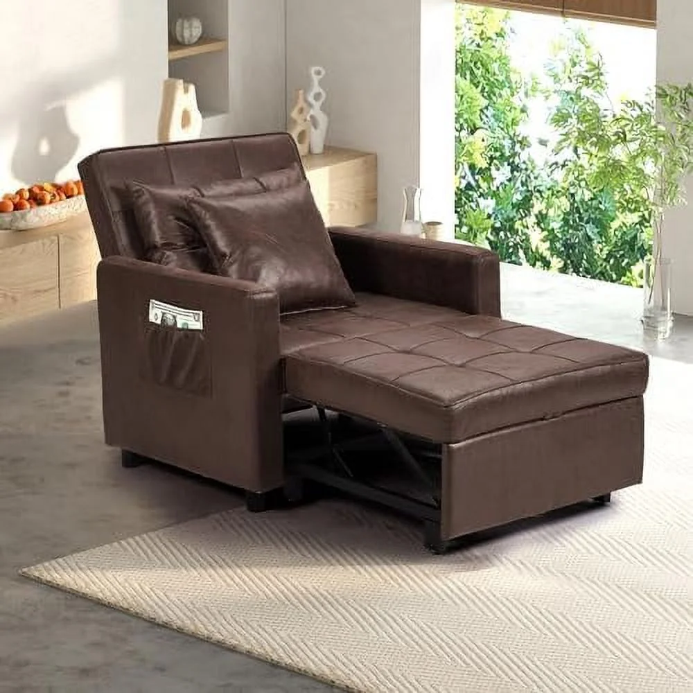 NLIBOOMLife Convertible Sofa Bed Sleeper Sofa with Adjustable Backrest Armchair Sofa Bed 3 in 1 Sleeper Chair Single One Pink