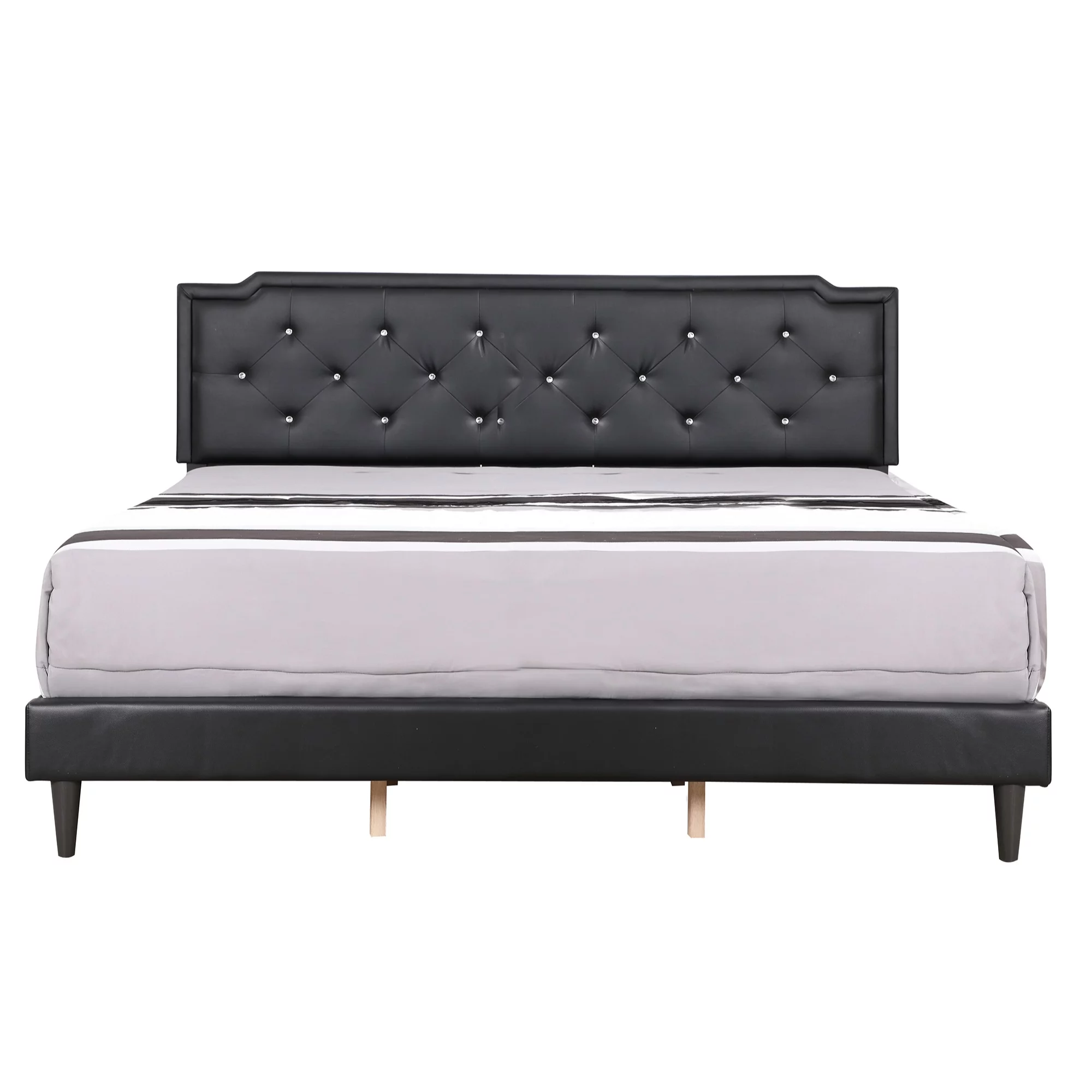 Passion Furniture  Deb Tufted Panel Bed, Black - King Size