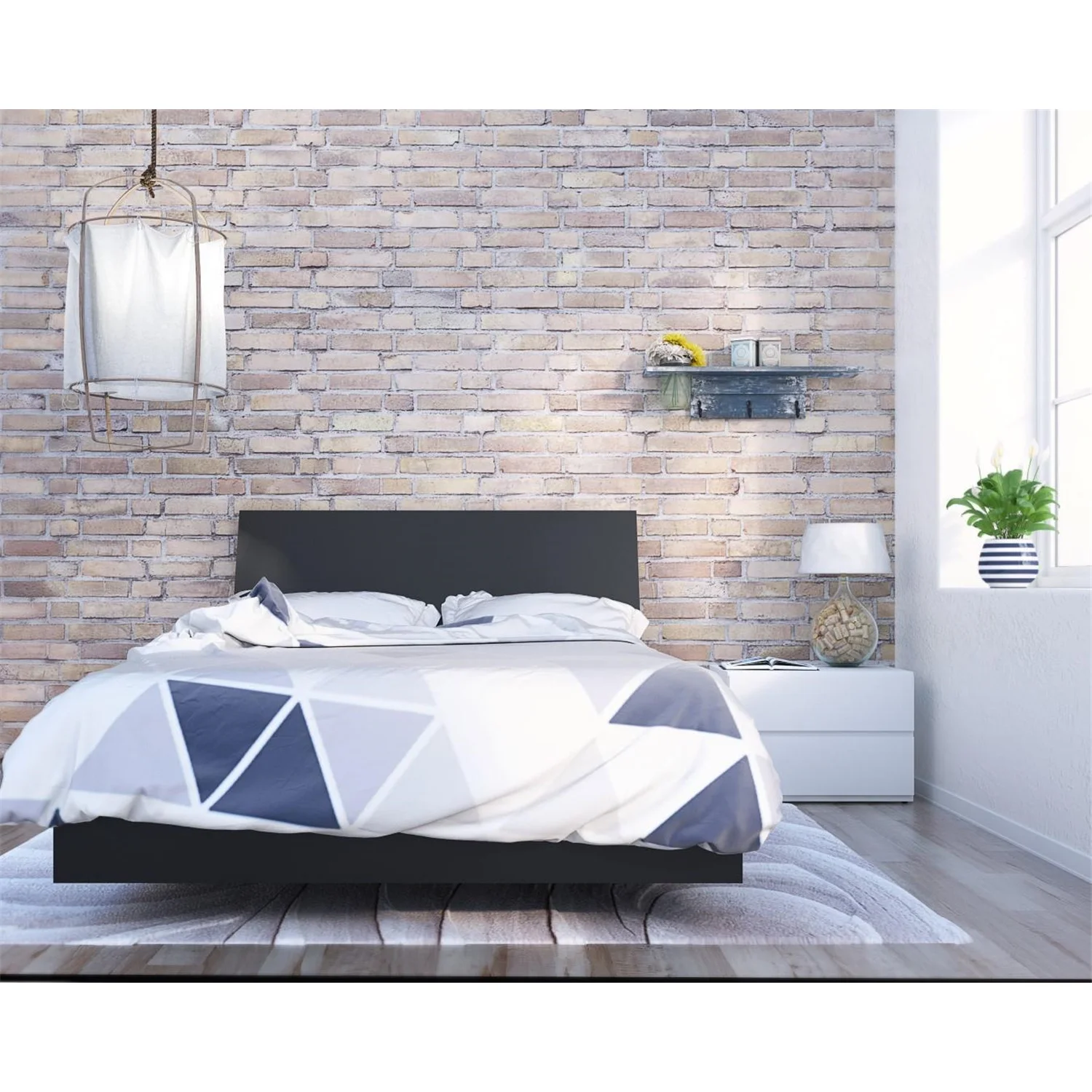 Nexera Orca 3 Piece Full Size Bedroom Set, Black & White