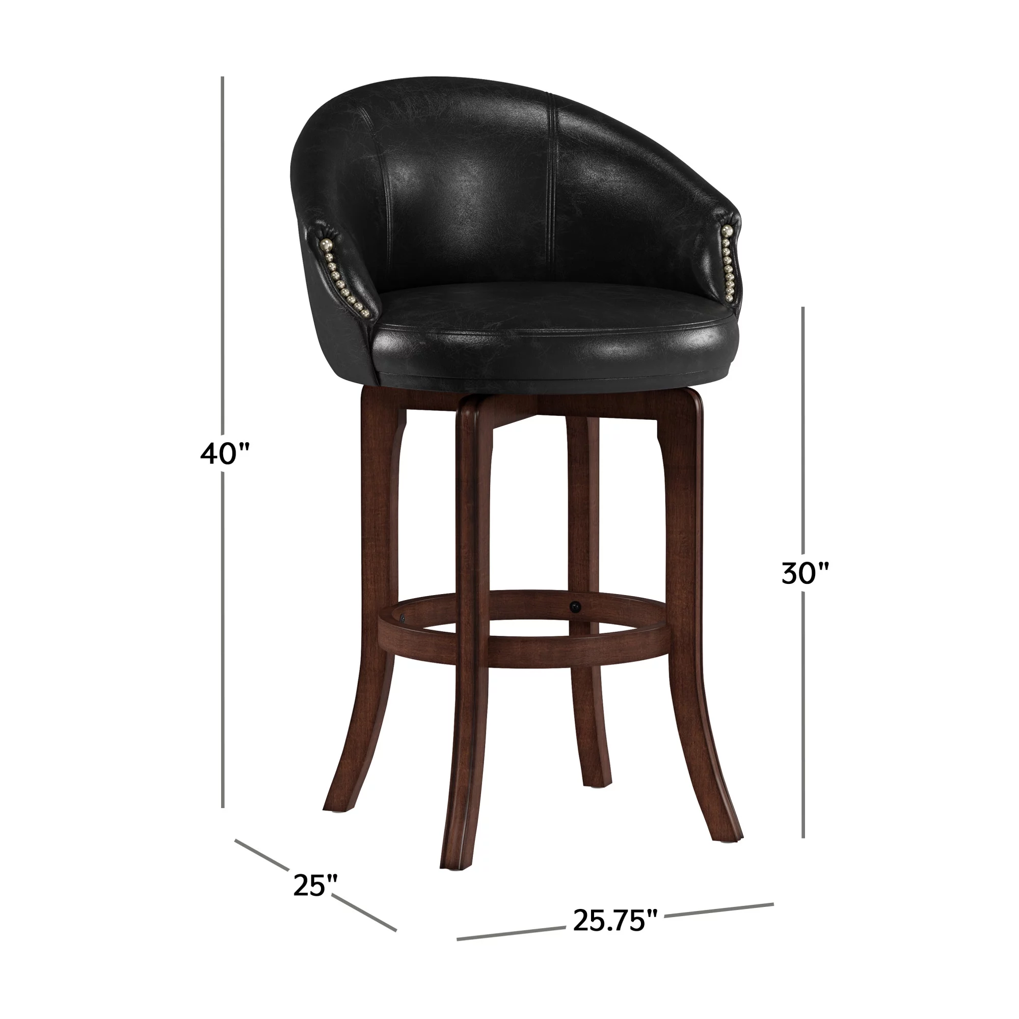 Hillsdale Furniture Dartford Upholstered Wood Bar Height Stool, Dark Brown Cherry