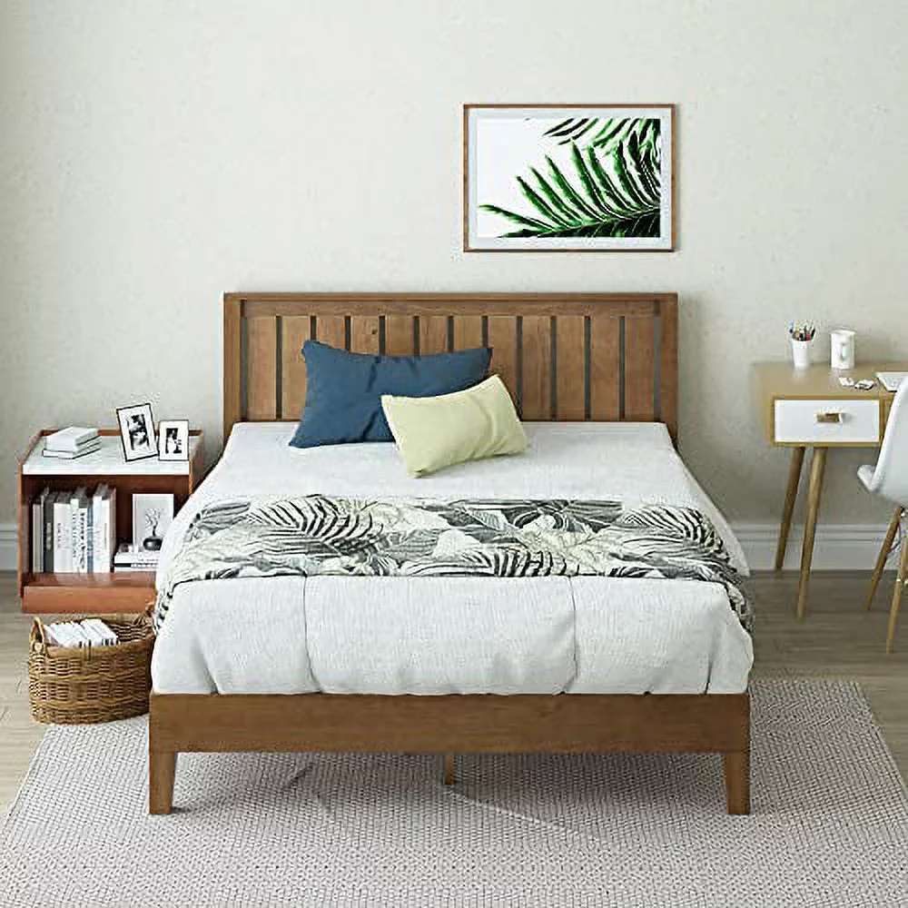 ZINUS Alexis Deluxe Wood Platform Bed Frame with Headboard / Wood Slat Support / No Box Spring Needed / Easy Assembly, Rustic Pine, Twin