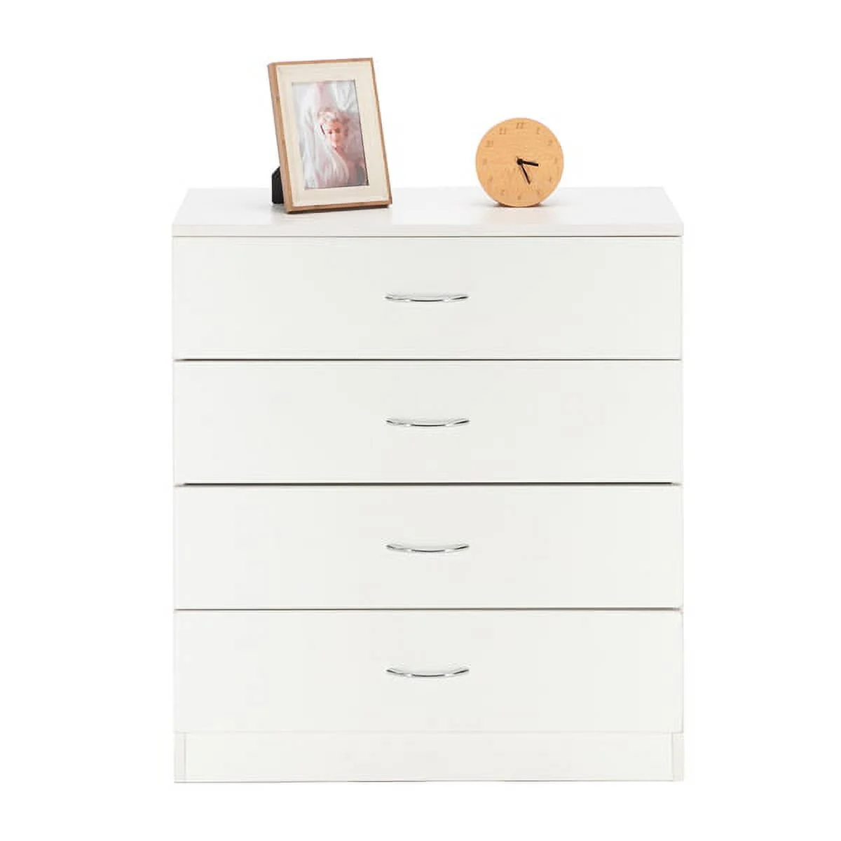 SYTHERS Simple 4-Drawer White Bedside Cabinet Dresser for Bedroom MDF Wood