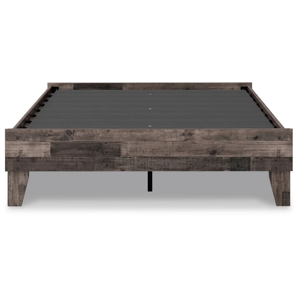 Full Platform Bed Low Profile Footboard Farmhouse Butcher Block Brown- Saltoro Sherpi