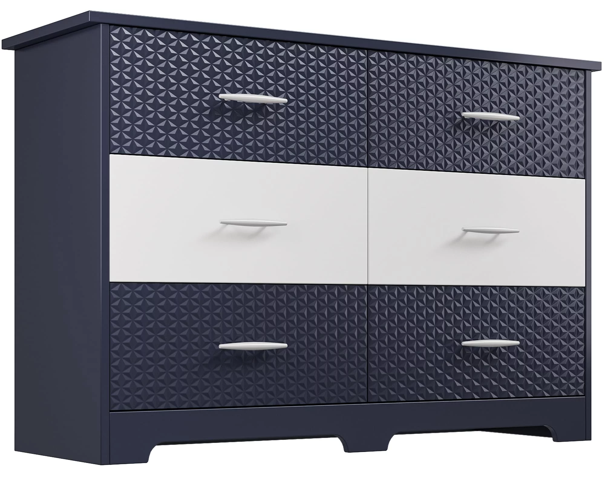 Jiekair Dresser for Bedroom, Dresser with 6 Drawers and Metal Handles, Chest of Drawers for Living Room, Hallway,Entryway ,Navy