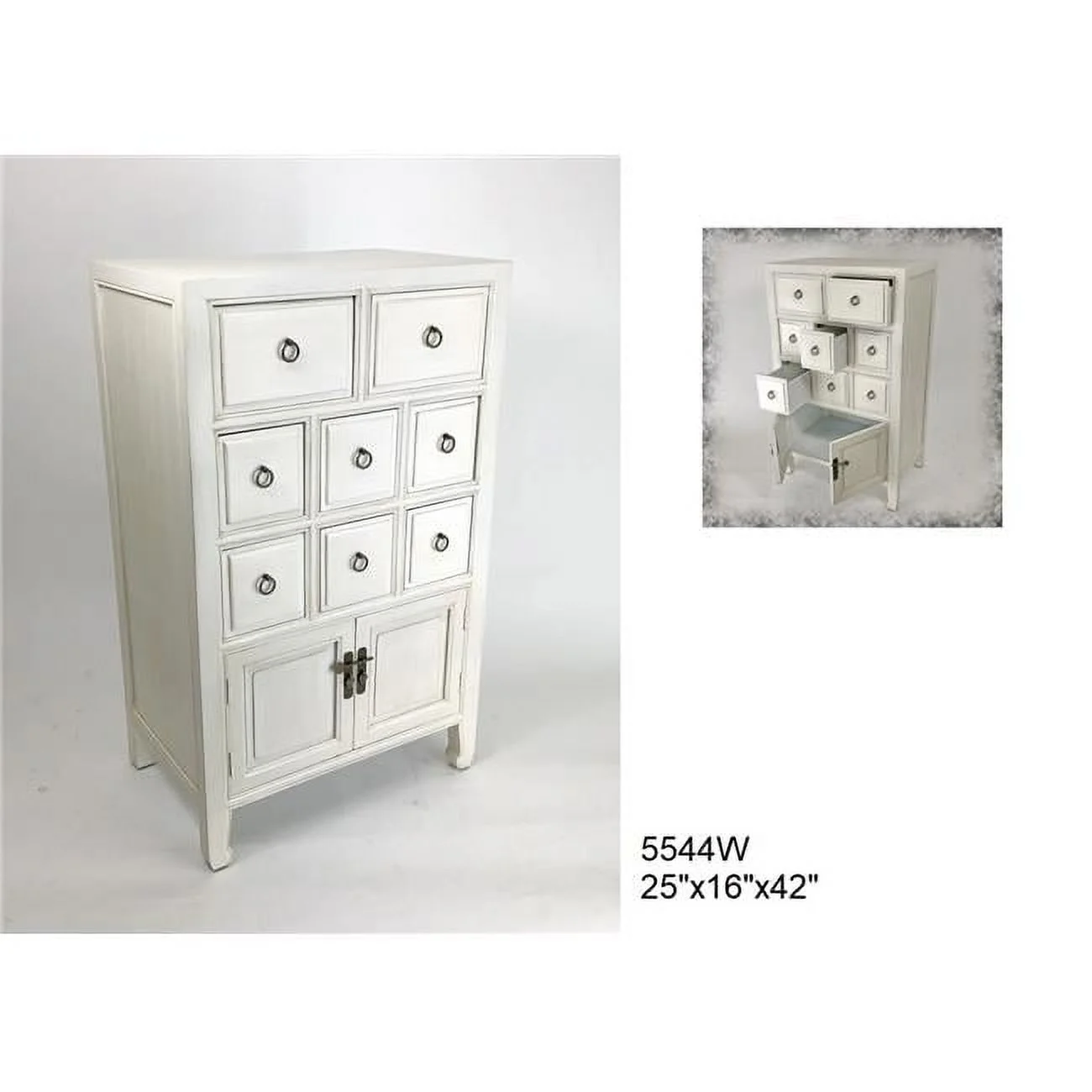 42 x 25 x 16 in. 8 Drawer Chest - White