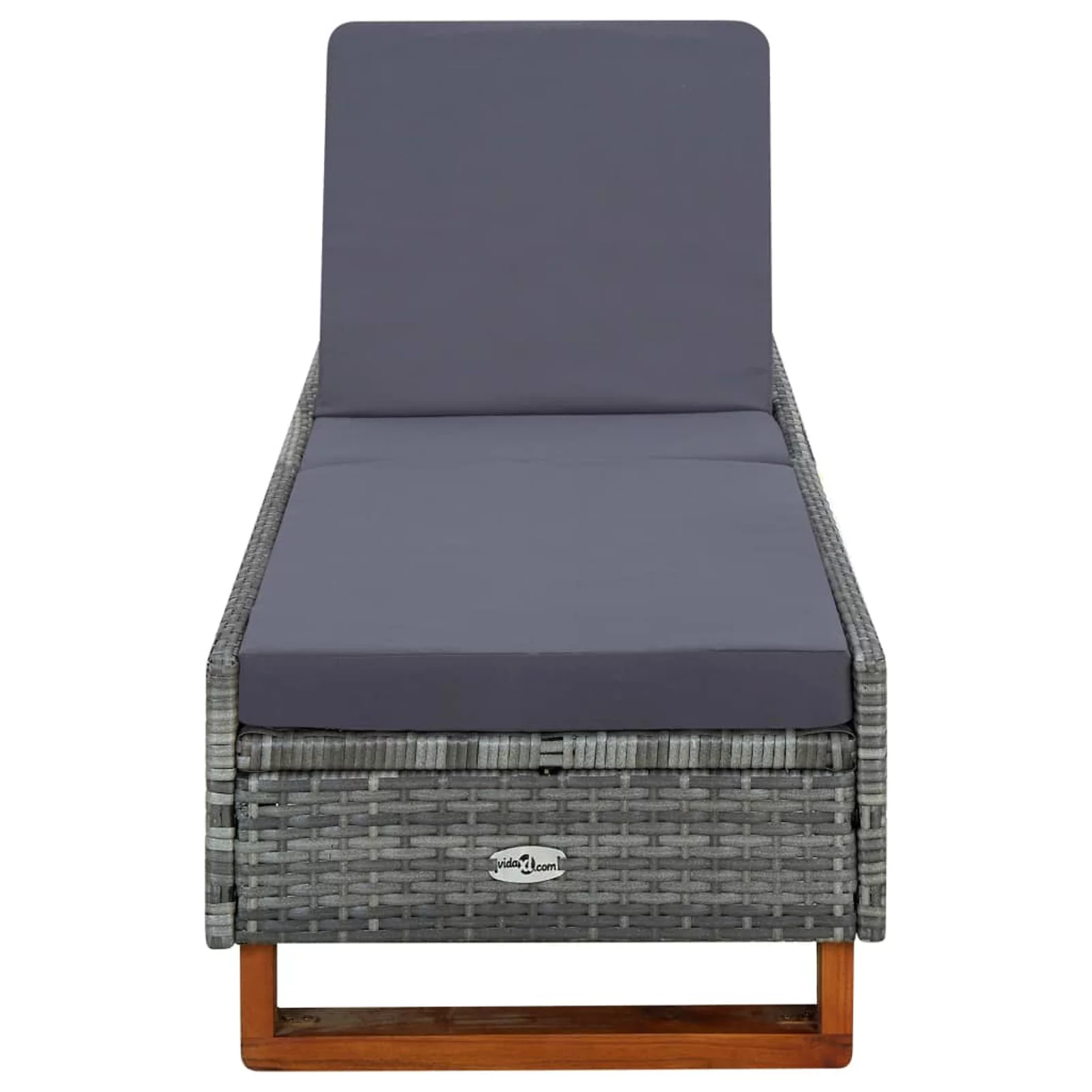 Andoer Sunbed with Cushion Poly Rattan Gray