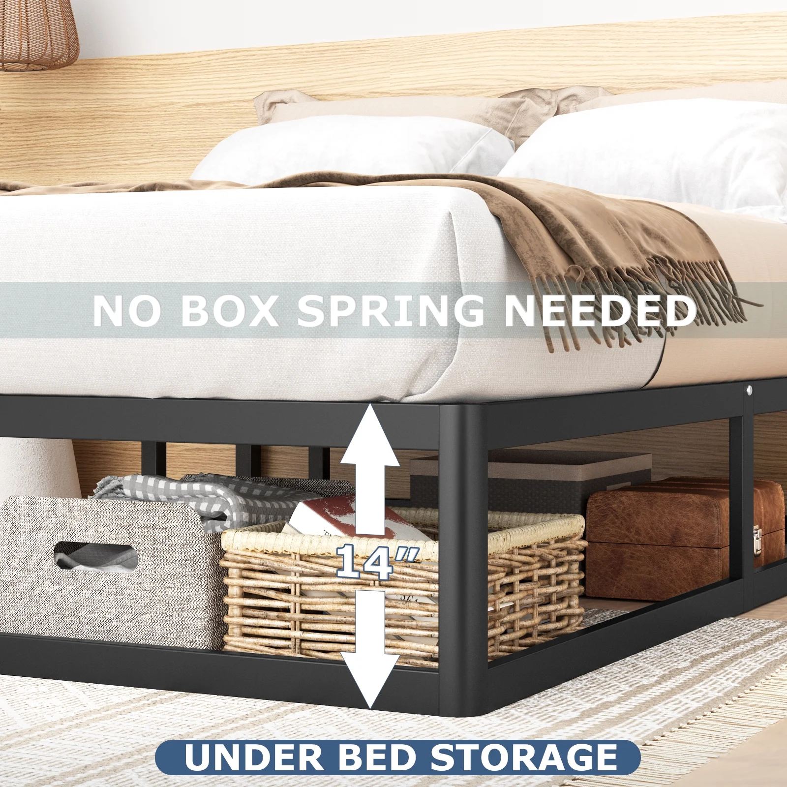 HOMEFORT Queen Bed Frame Platform,14