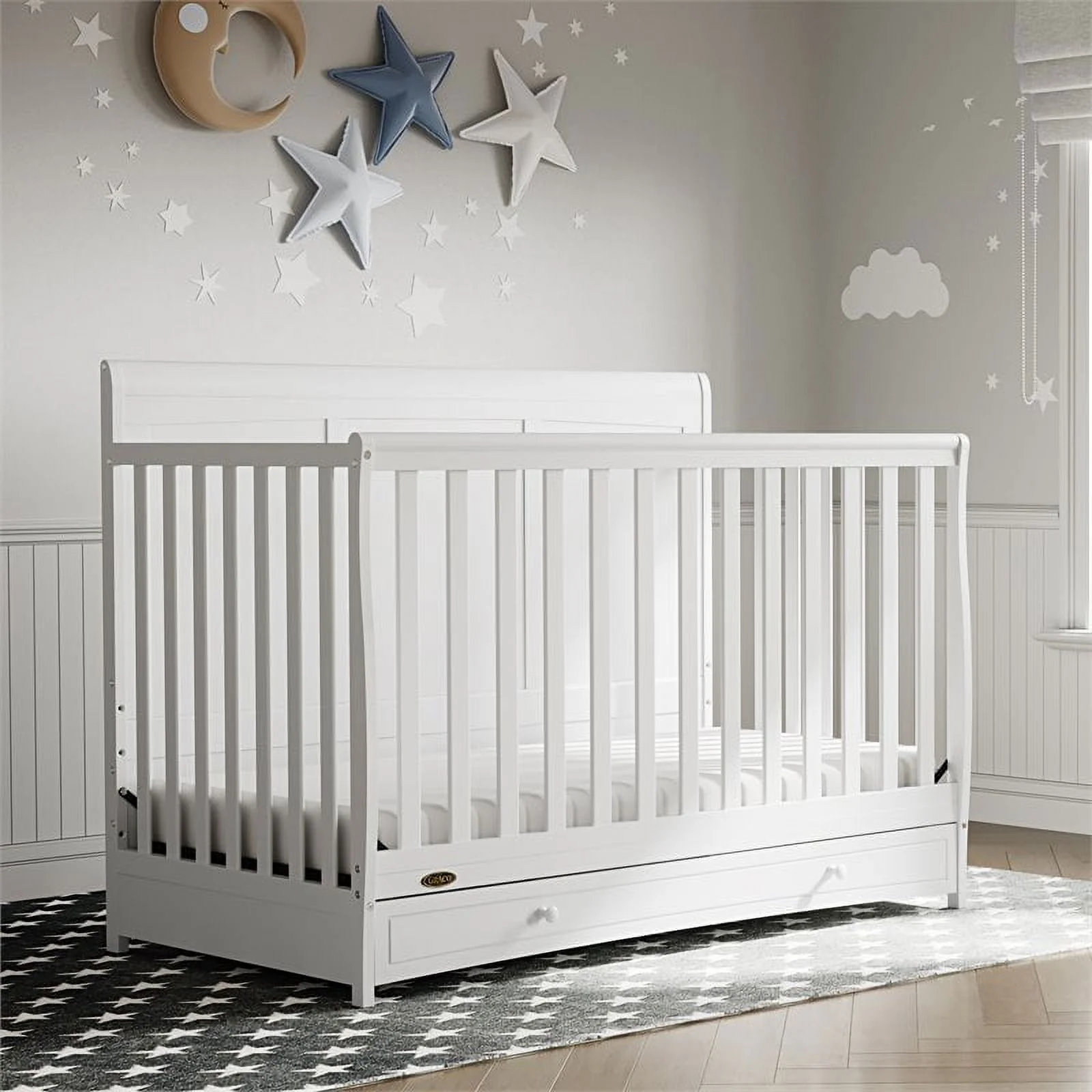 Graco Asheville 4-in-1 Convertible Baby Crib with Drawer, White