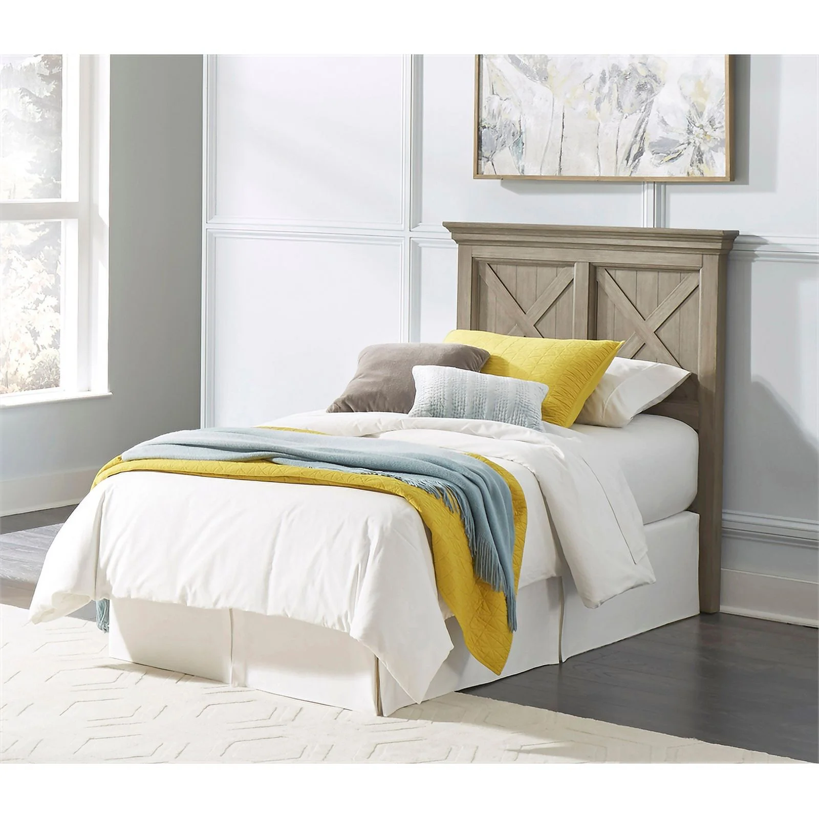 Pemberly Row Contemporary Mountain Lodge Wood Twin Headboard in Gray